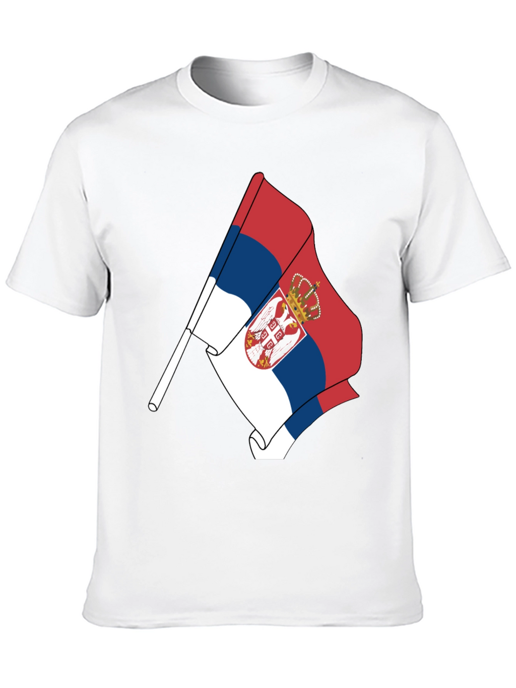 Serbia Flag Graphic Tee - Black Cotton Comfort