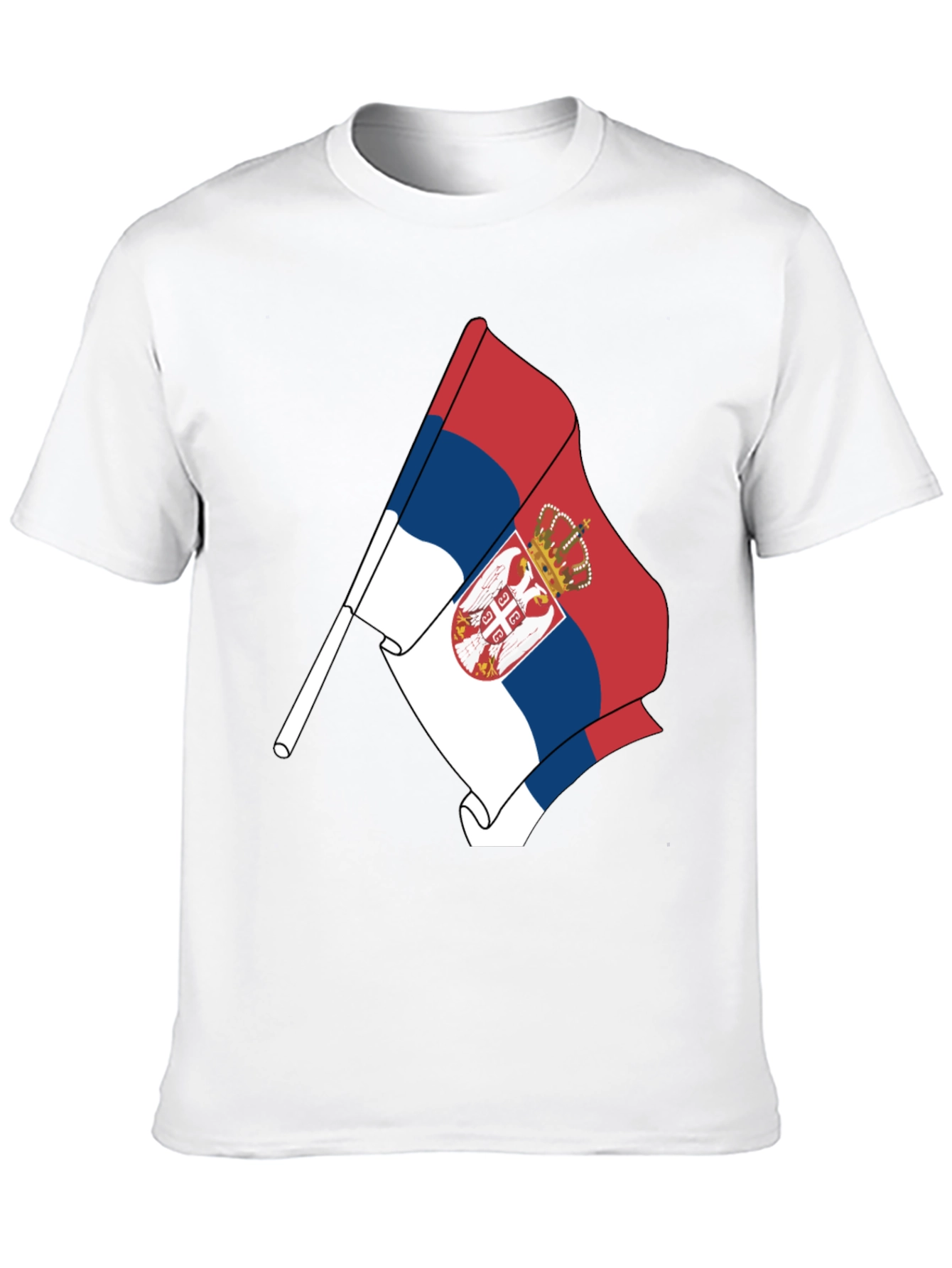 Serbia Flag Graphic Tee - Black Cotton Comfort