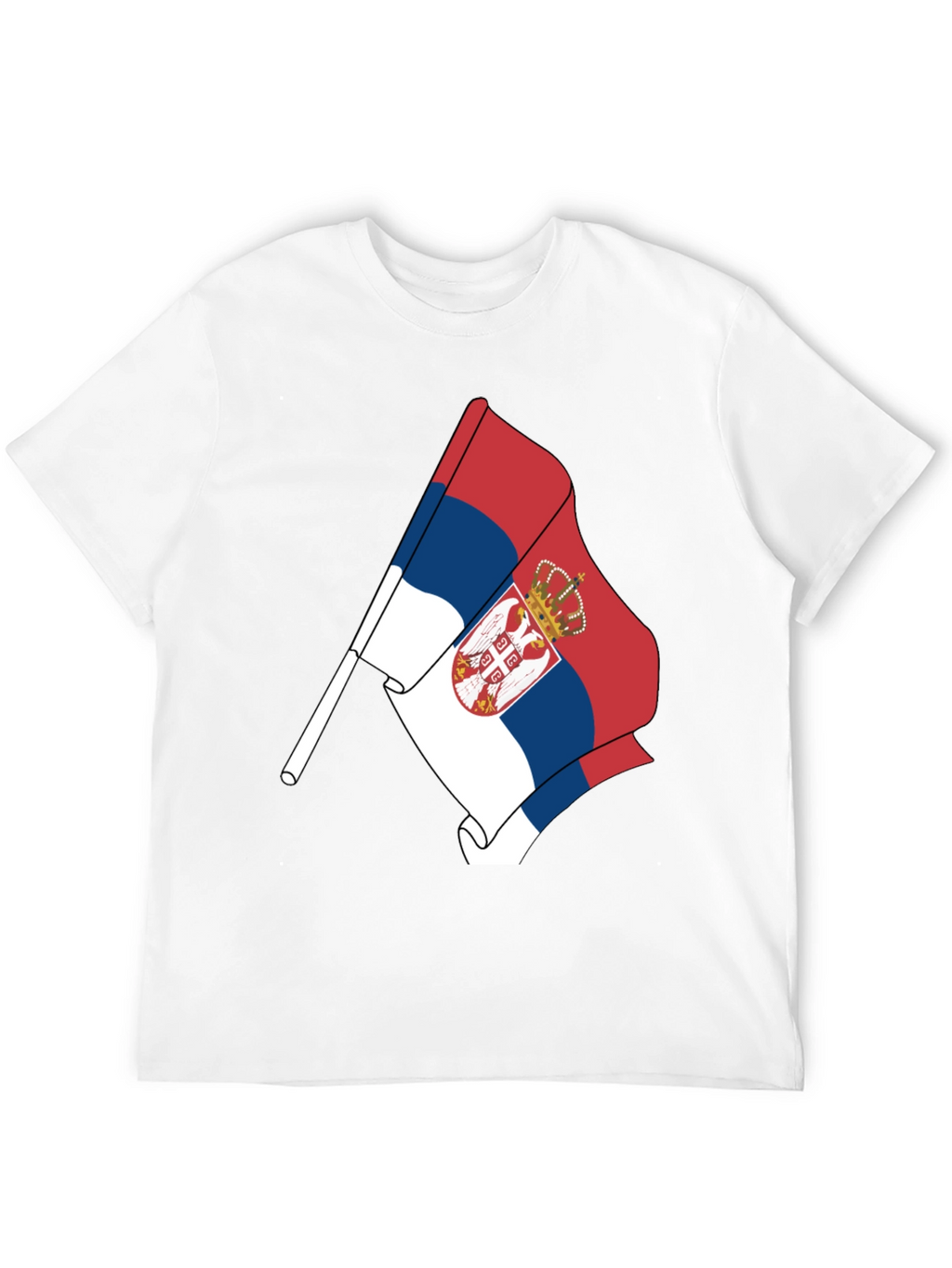 Serbia Flag Graphic Tee - Black Cotton Comfort