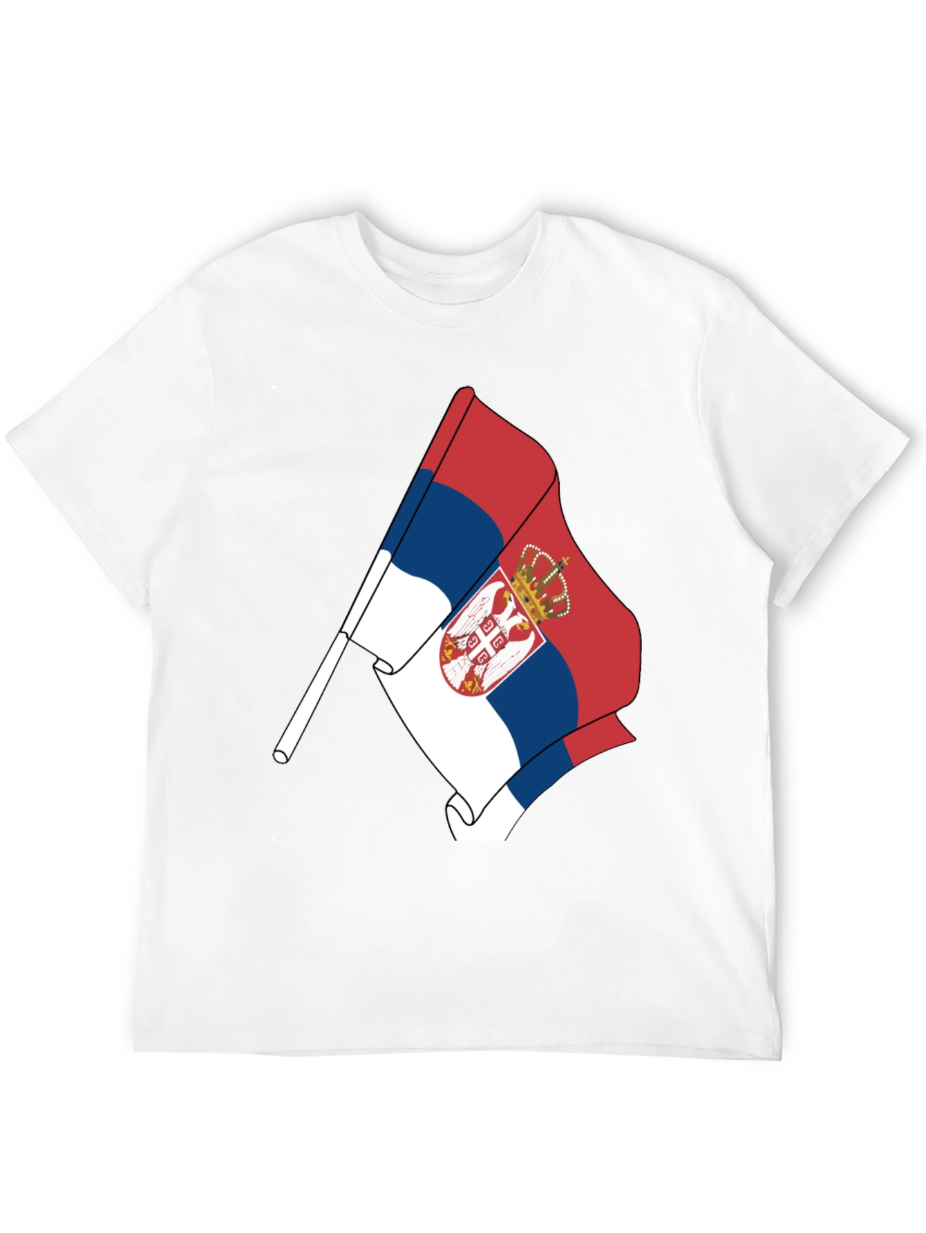 Serbia Flag Graphic Tee - Black Cotton Comfort