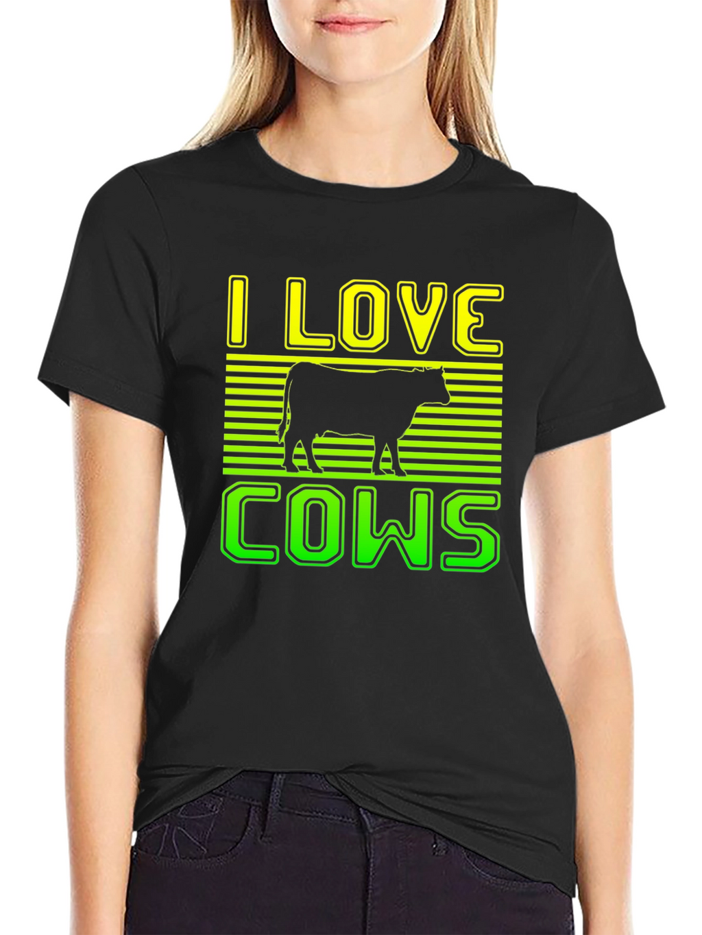 I Love Cows Graphic T-Shirt - Black