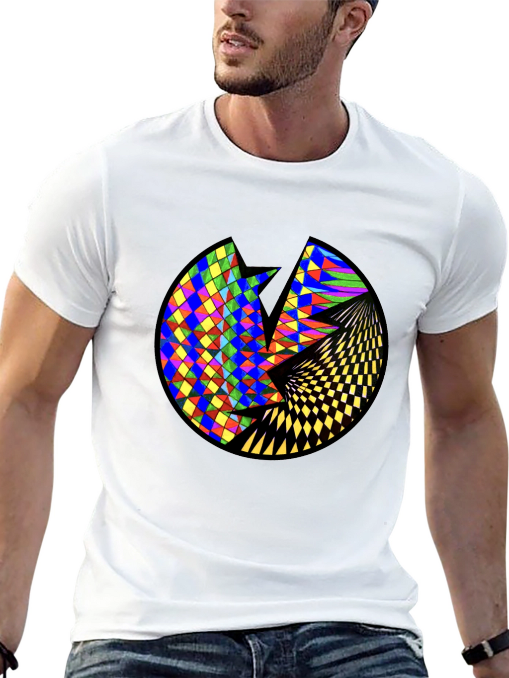 Geometric Circle Graphic Black T-Shirt