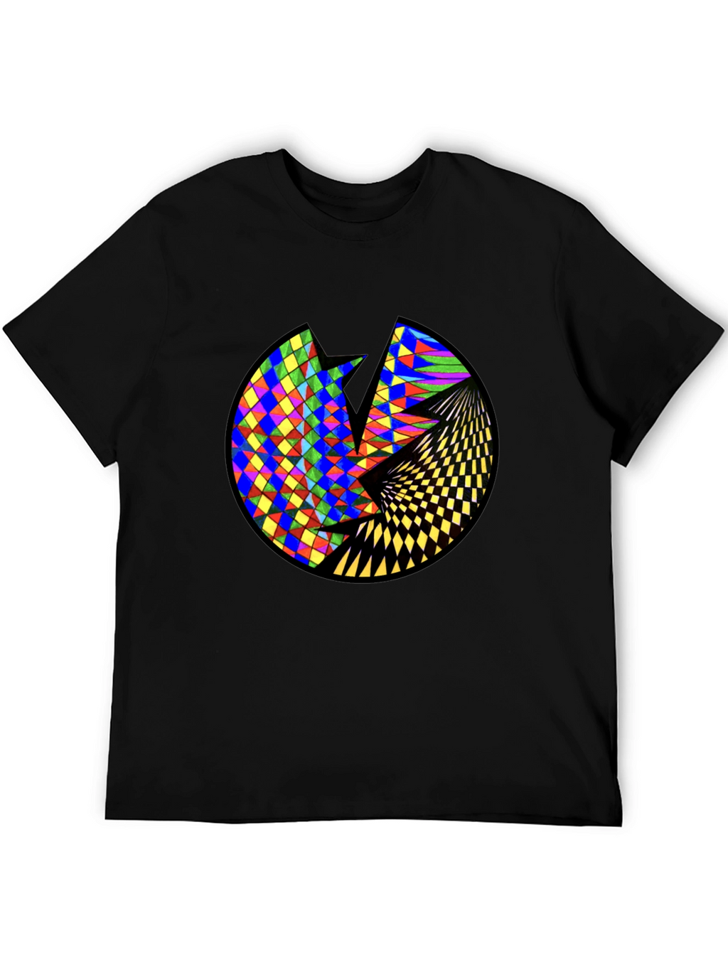 Geometric Circle Graphic Black T-Shirt