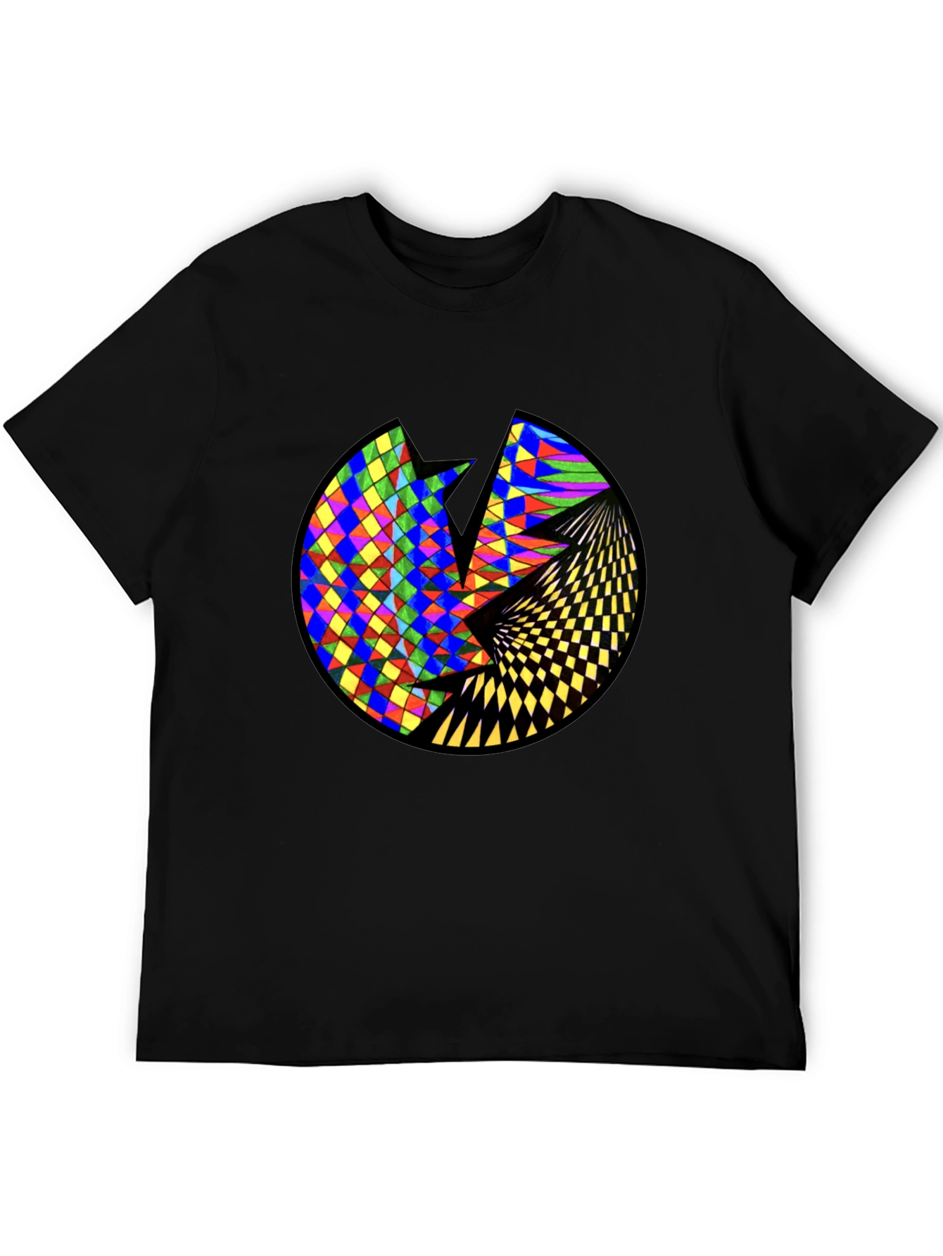 Geometric Circle Graphic Black T-Shirt