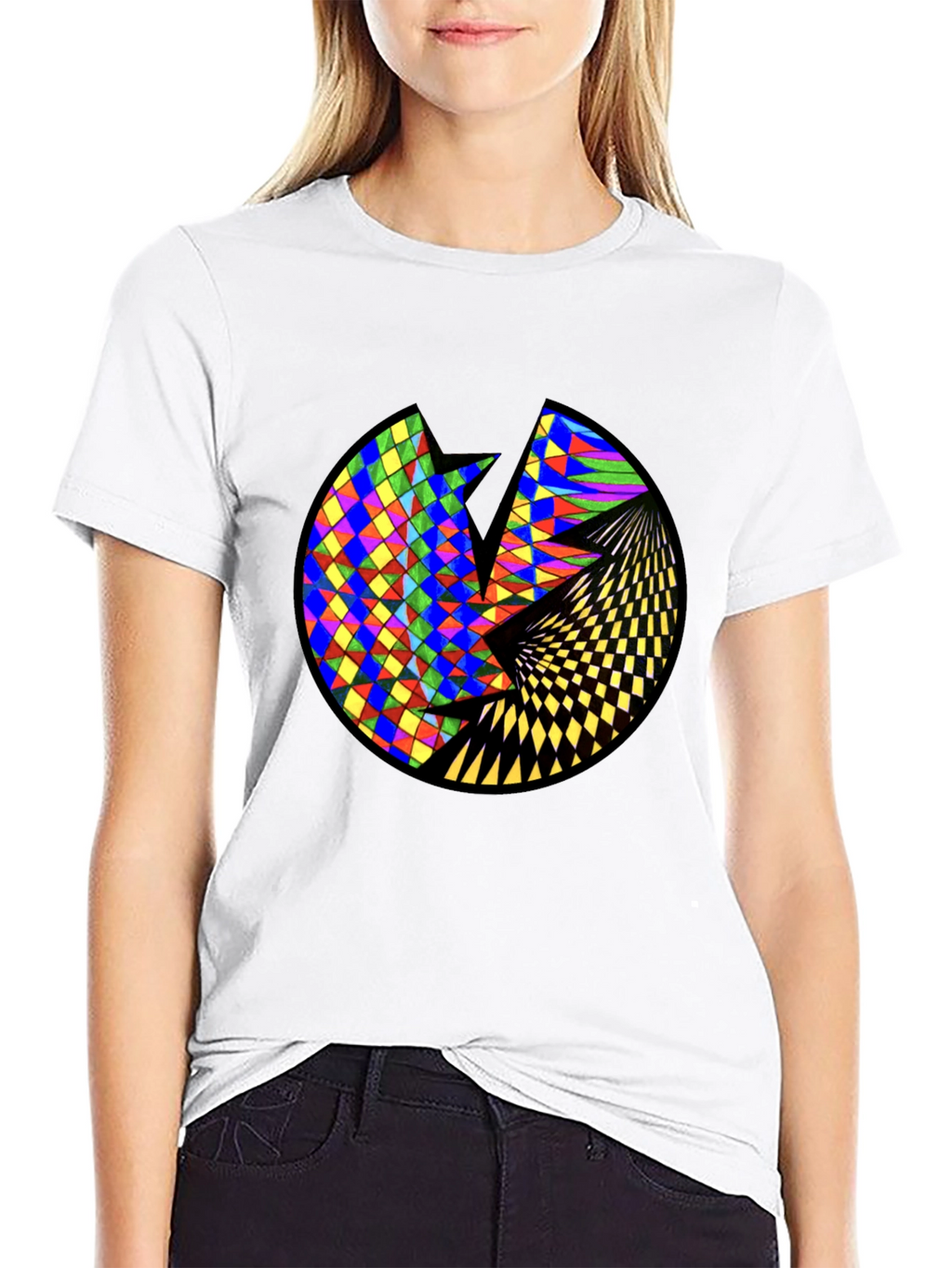 Geometric Circle Graphic Black T-Shirt