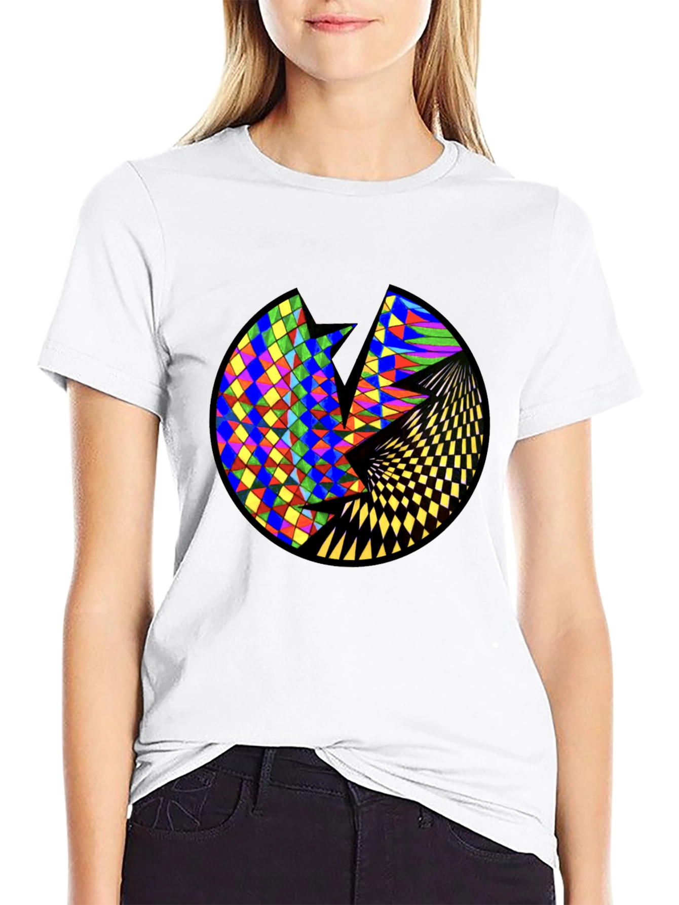 Geometric Circle Graphic Black T-Shirt