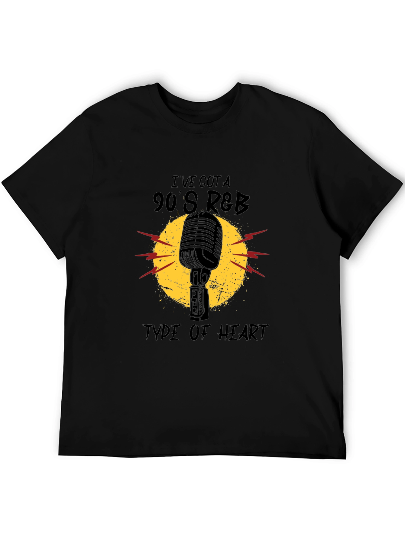 90s R&B Type of Heart Black T-Shirt
