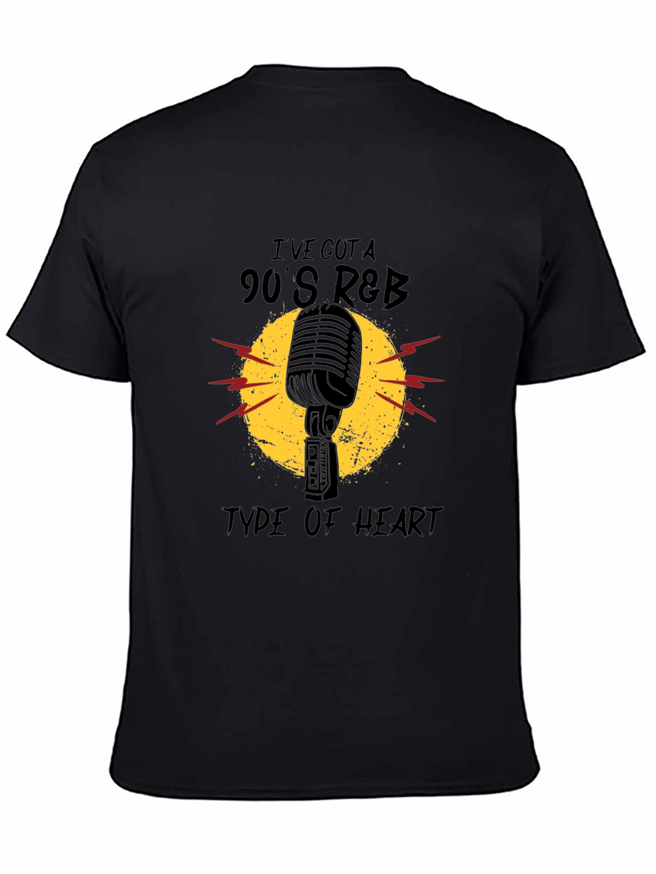 90s R&B Type of Heart Black T-Shirt