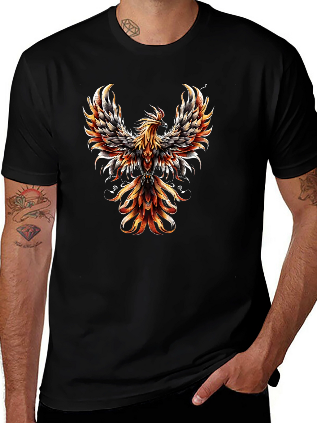 Phoenix Graphic Print Black T-Shirt