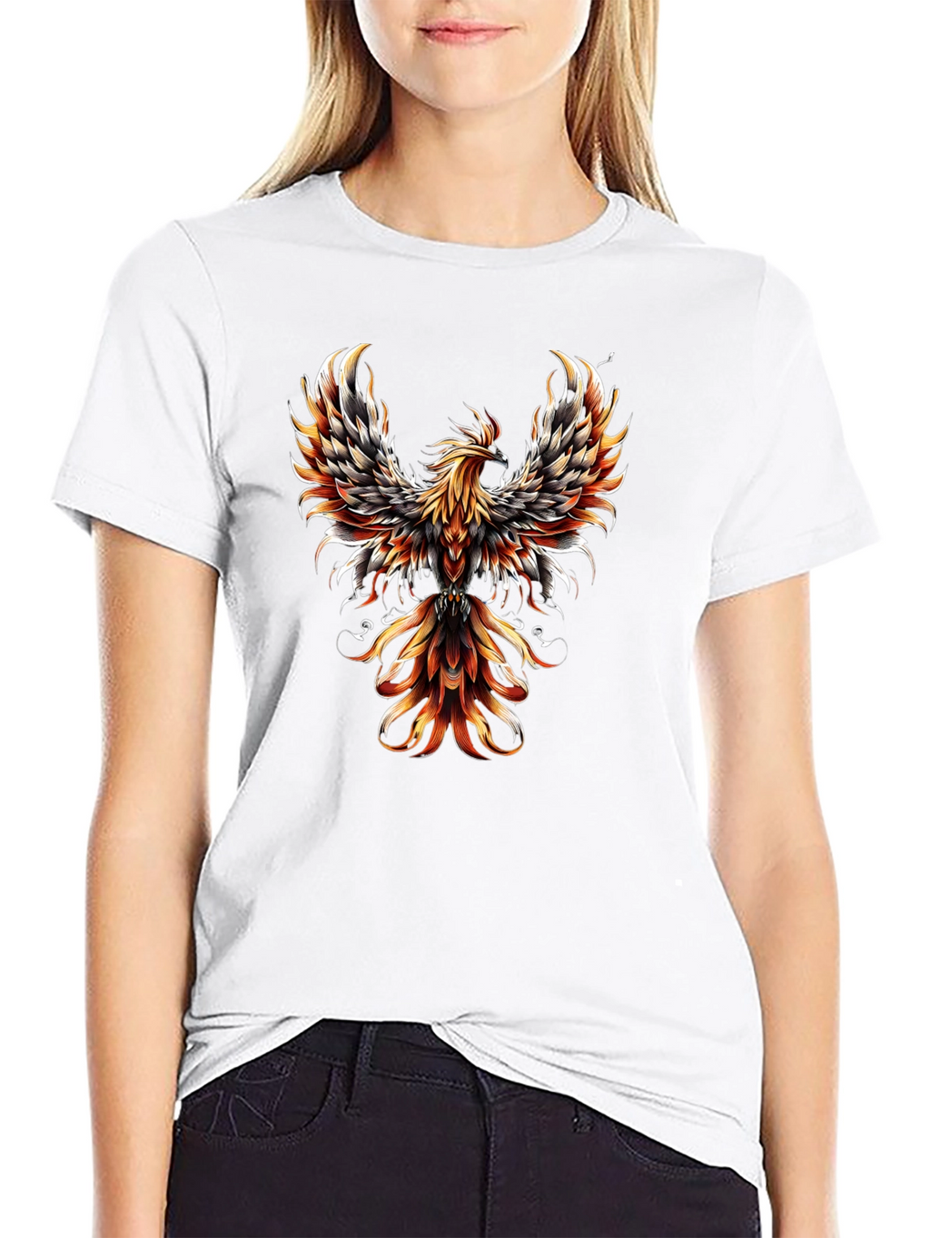 Phoenix Graphic Print Black T-Shirt