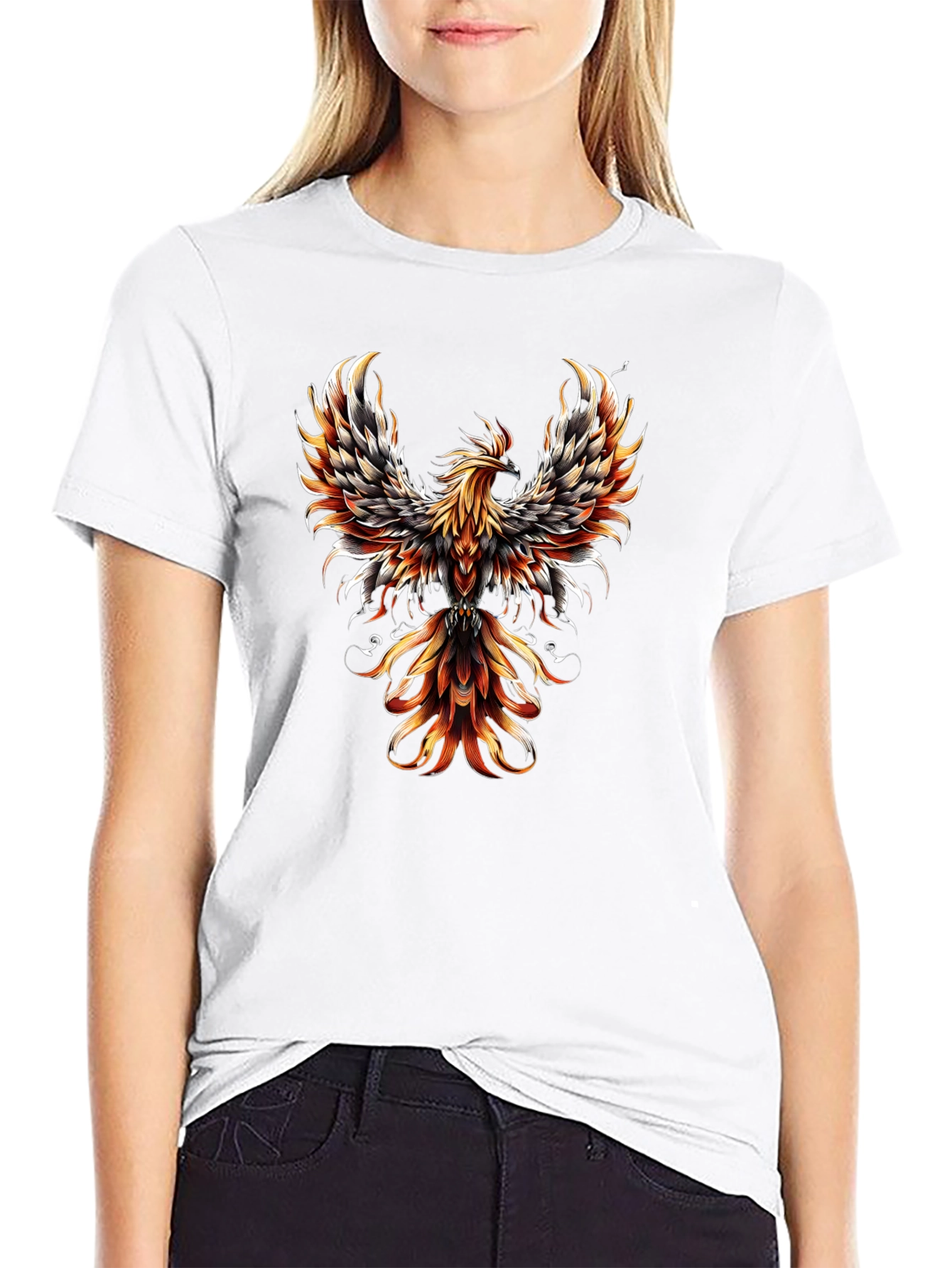 Phoenix Graphic Print Black T-Shirt