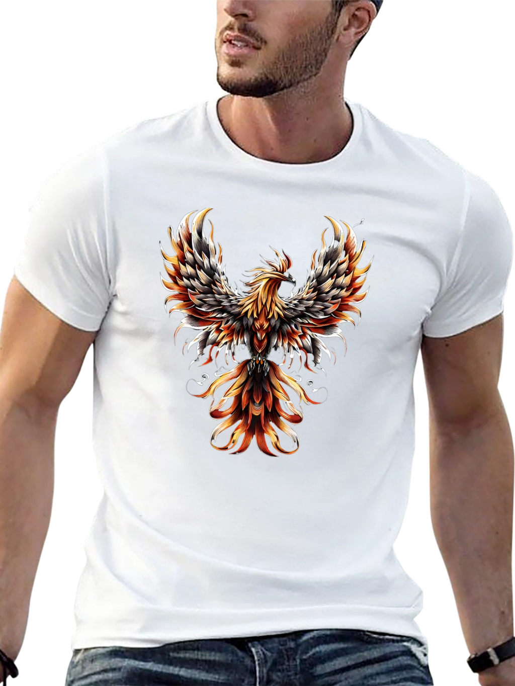 Phoenix Graphic Print Black T-Shirt