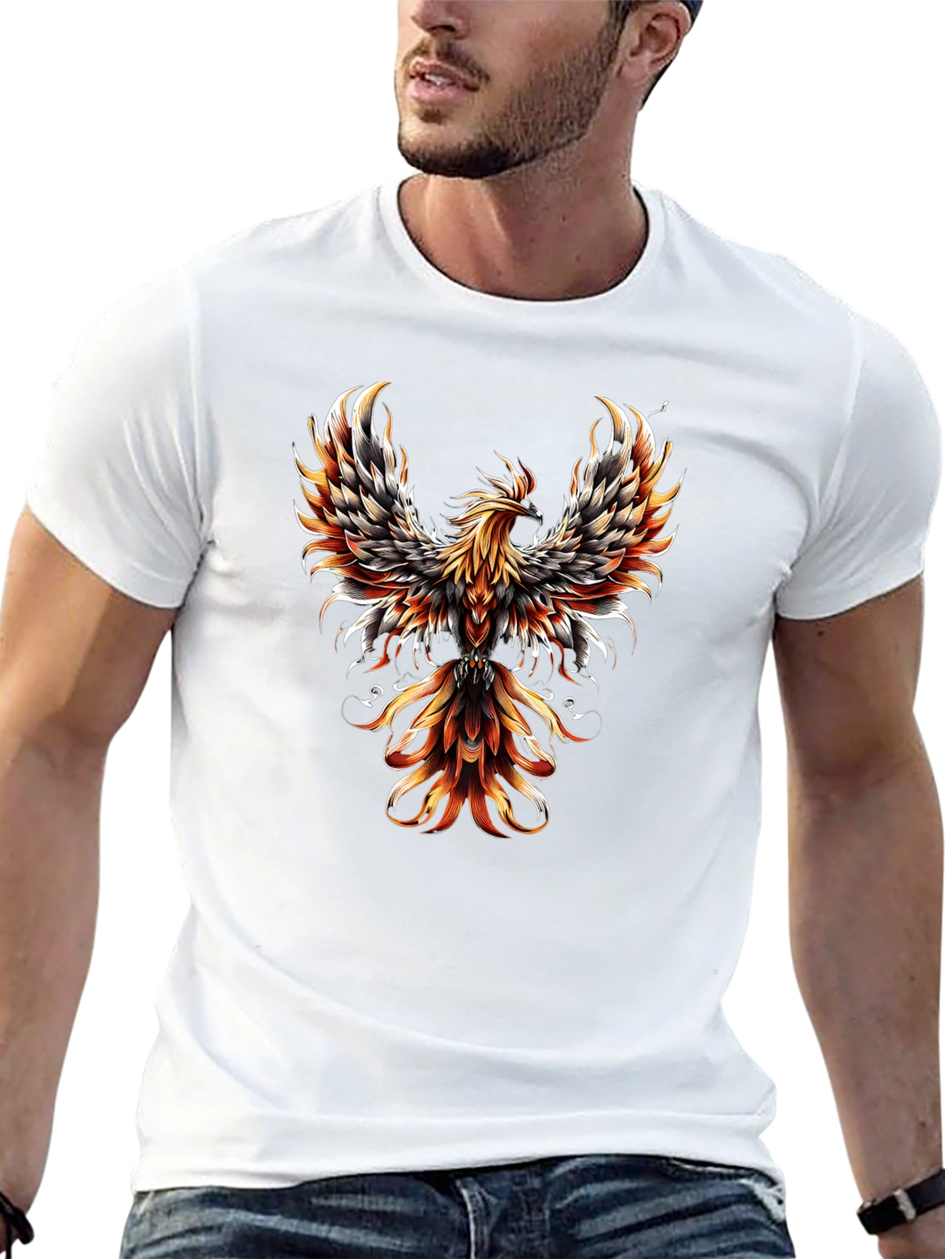 Phoenix Graphic Print Black T-Shirt