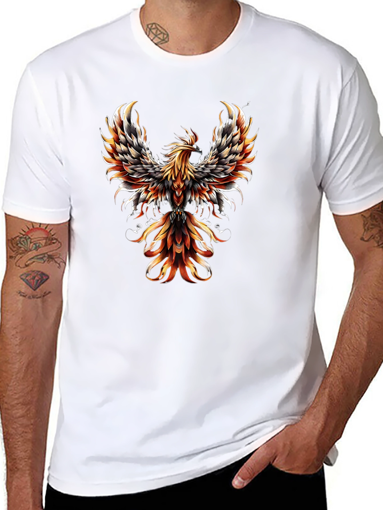 Phoenix Graphic Print Black T-Shirt