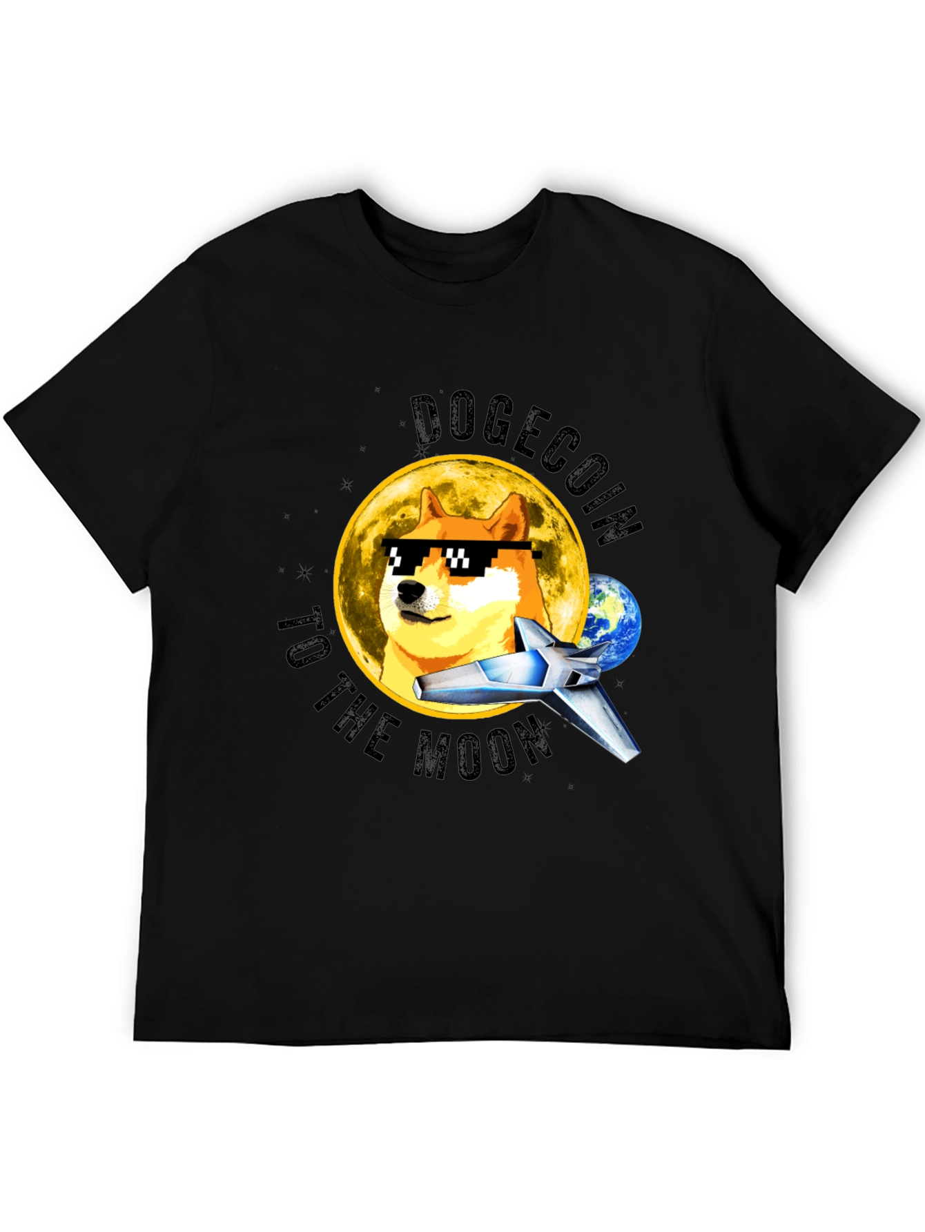DogeCoin to the Moon Black T-Shirt