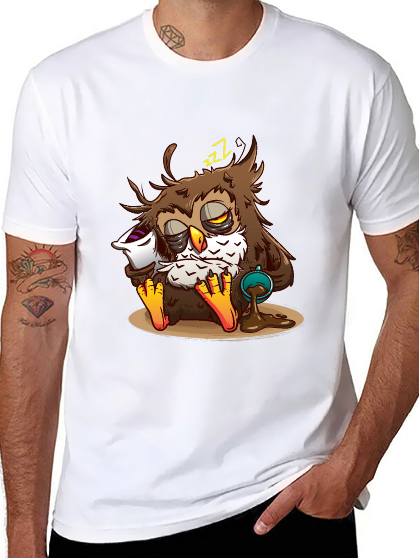 Sleepy Owl Coffee T-Shirt - Unisex Black Tee