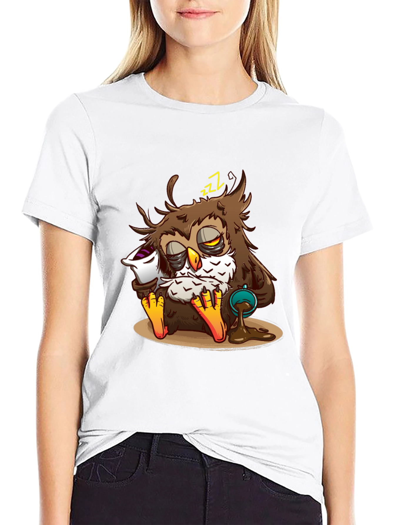Sleepy Owl Coffee T-Shirt - Unisex Black Tee