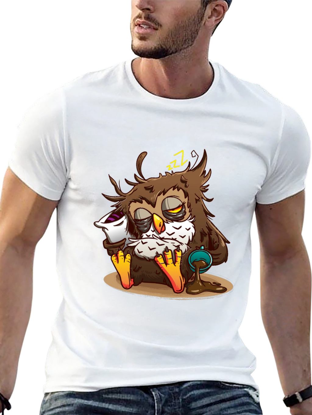 Sleepy Owl Coffee T-Shirt - Unisex Black Tee