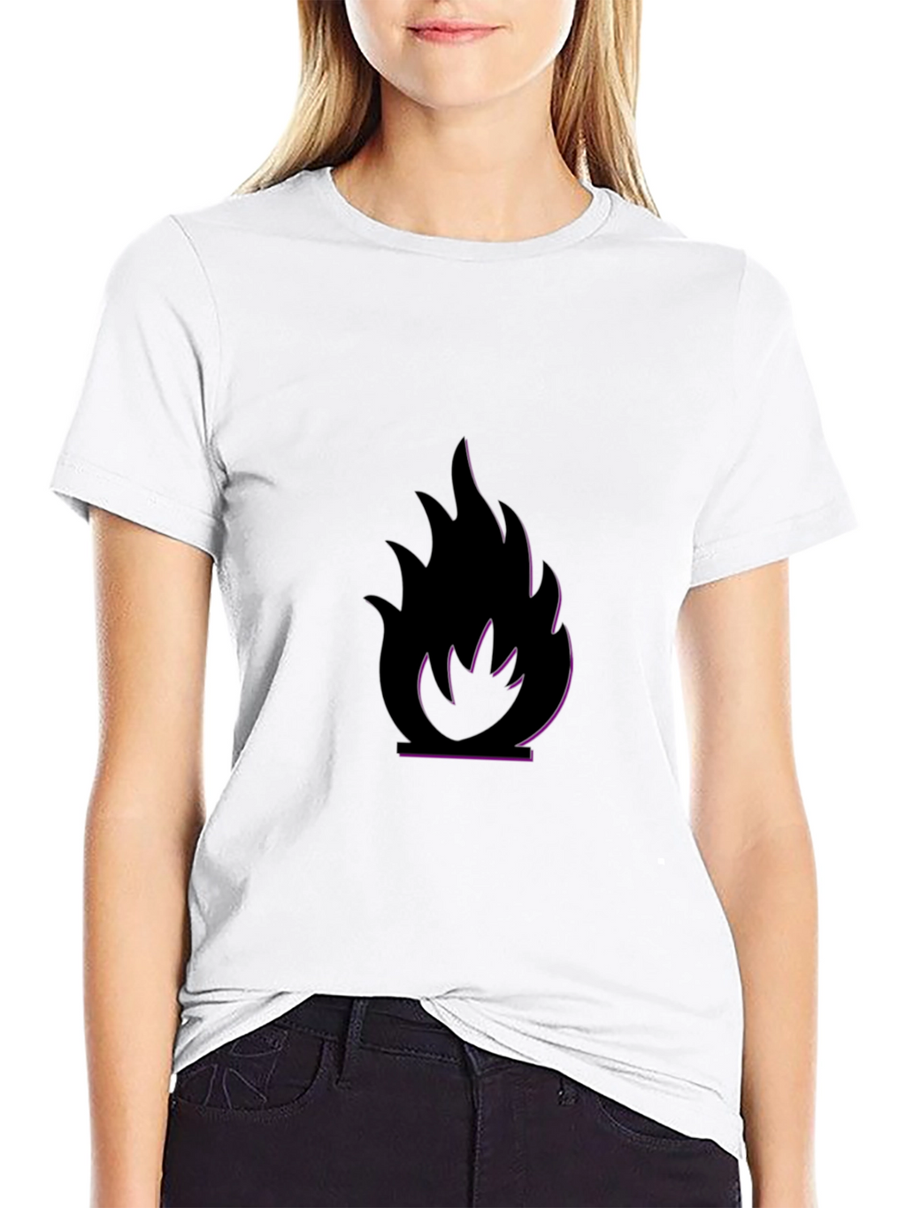 Black T-Shirt with Flame Design