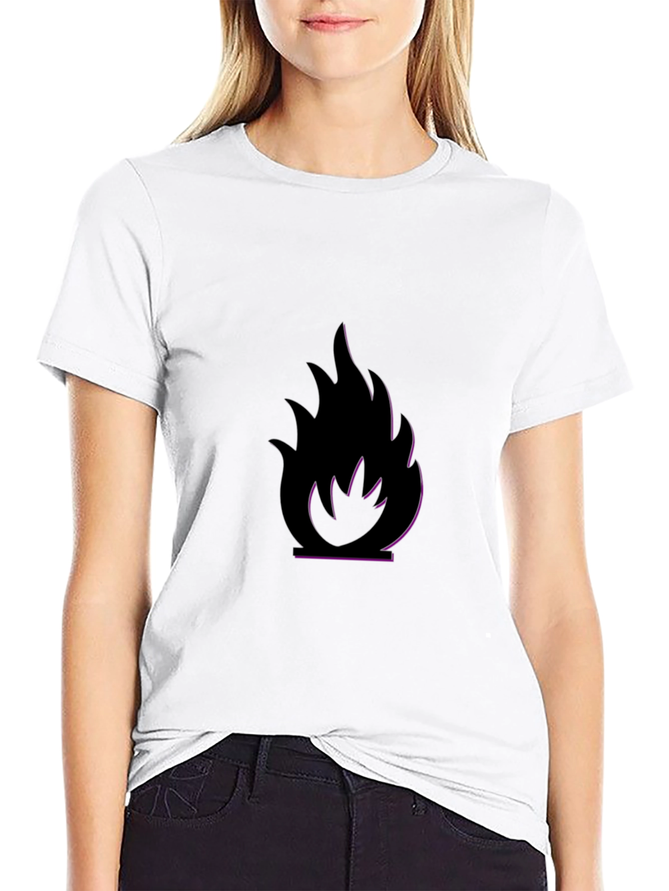 Black T-Shirt with Flame Design