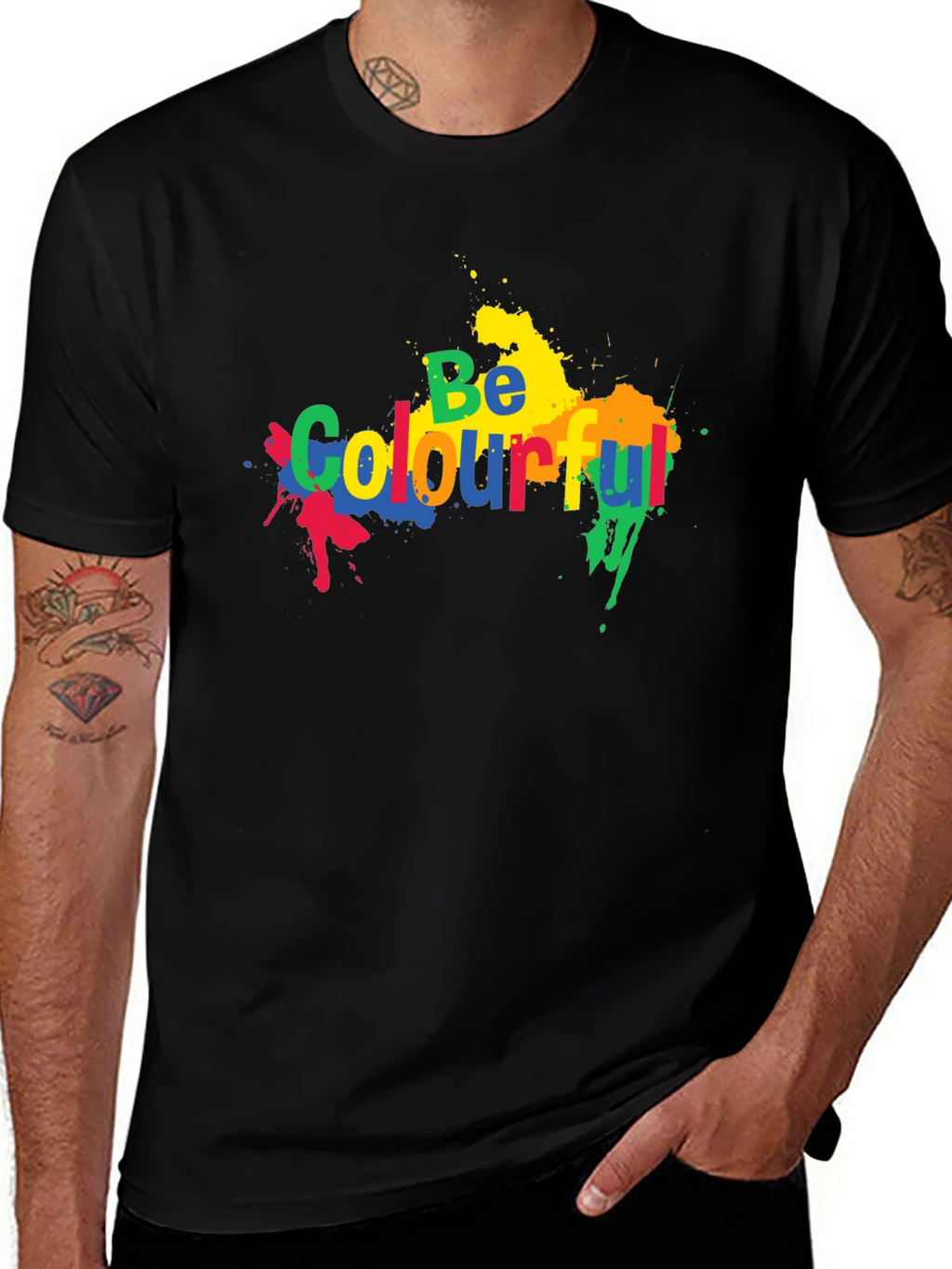 Be Colourful Black Graphic T-Shirt