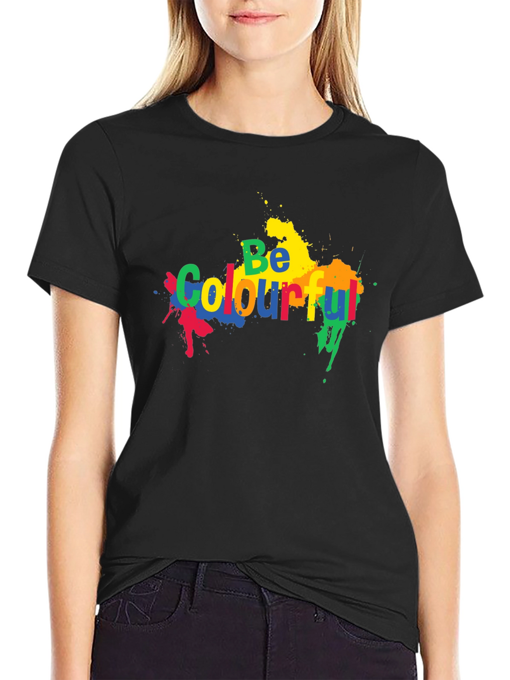 Be Colourful Black Graphic T-Shirt