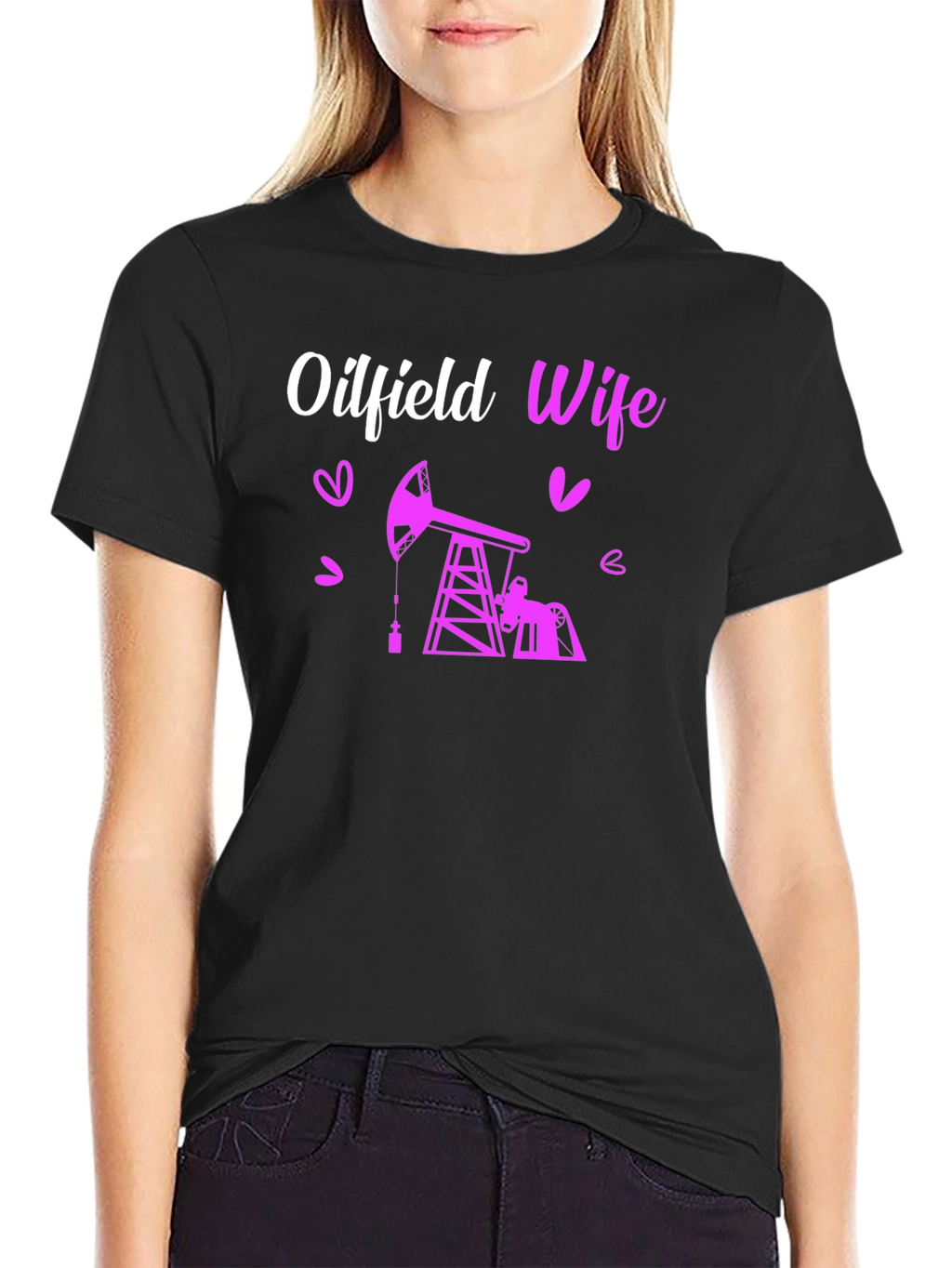 Oilfield Wife Graphic T-Shirt - Black Crew Neck
