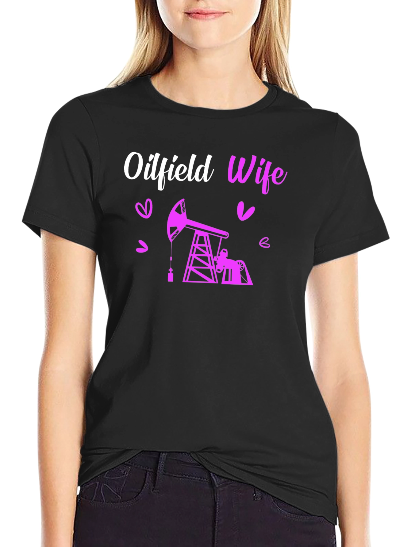 Oilfield Wife Graphic T-Shirt - Black Crew Neck