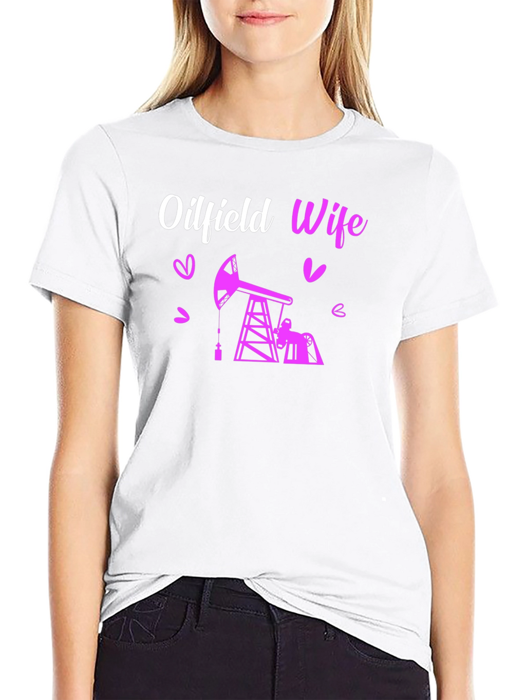 Oilfield Wife Graphic T-Shirt - Black Crew Neck