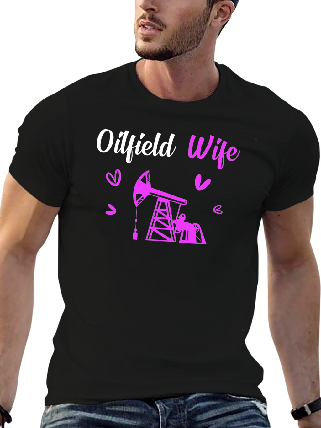 Oilfield Wife Graphic T-Shirt - Black Crew Neck
