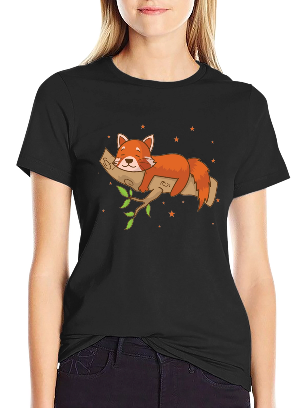 Red Panda on Branch T-Shirt - Relaxed Fit