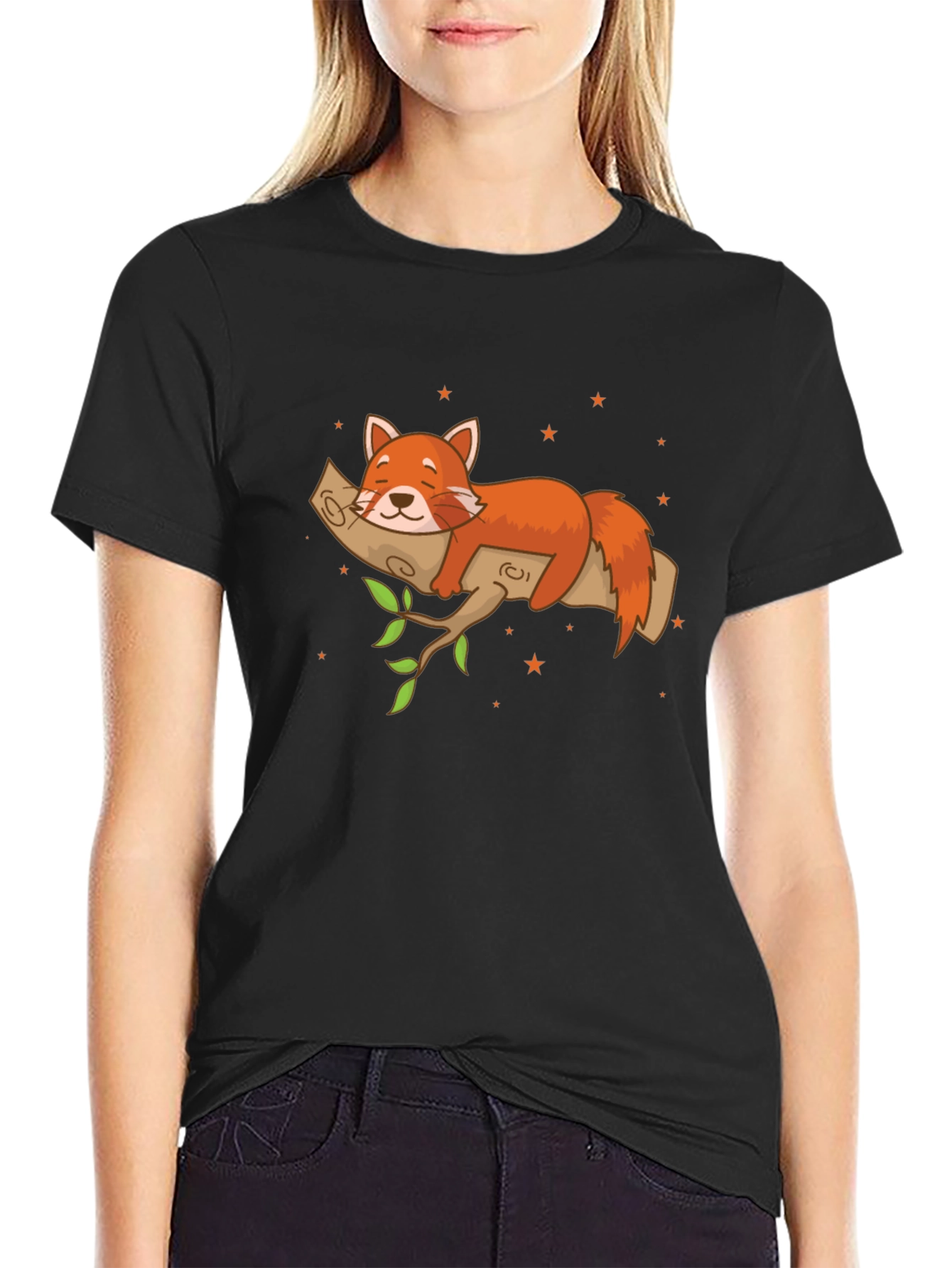 Red Panda on Branch T-Shirt - Relaxed Fit