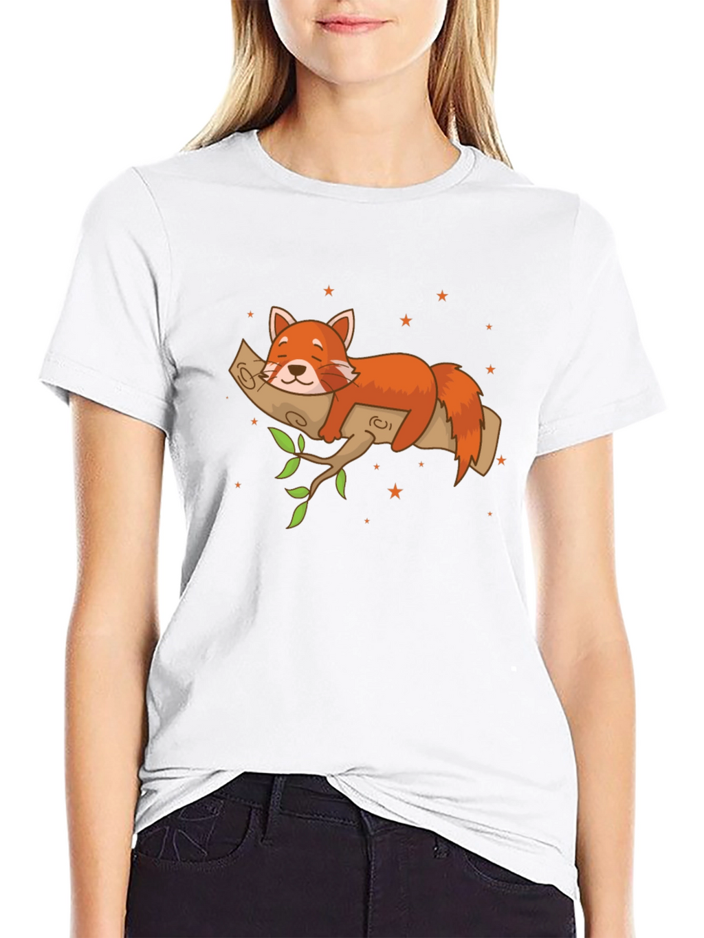 Red Panda on Branch T-Shirt - Relaxed Fit