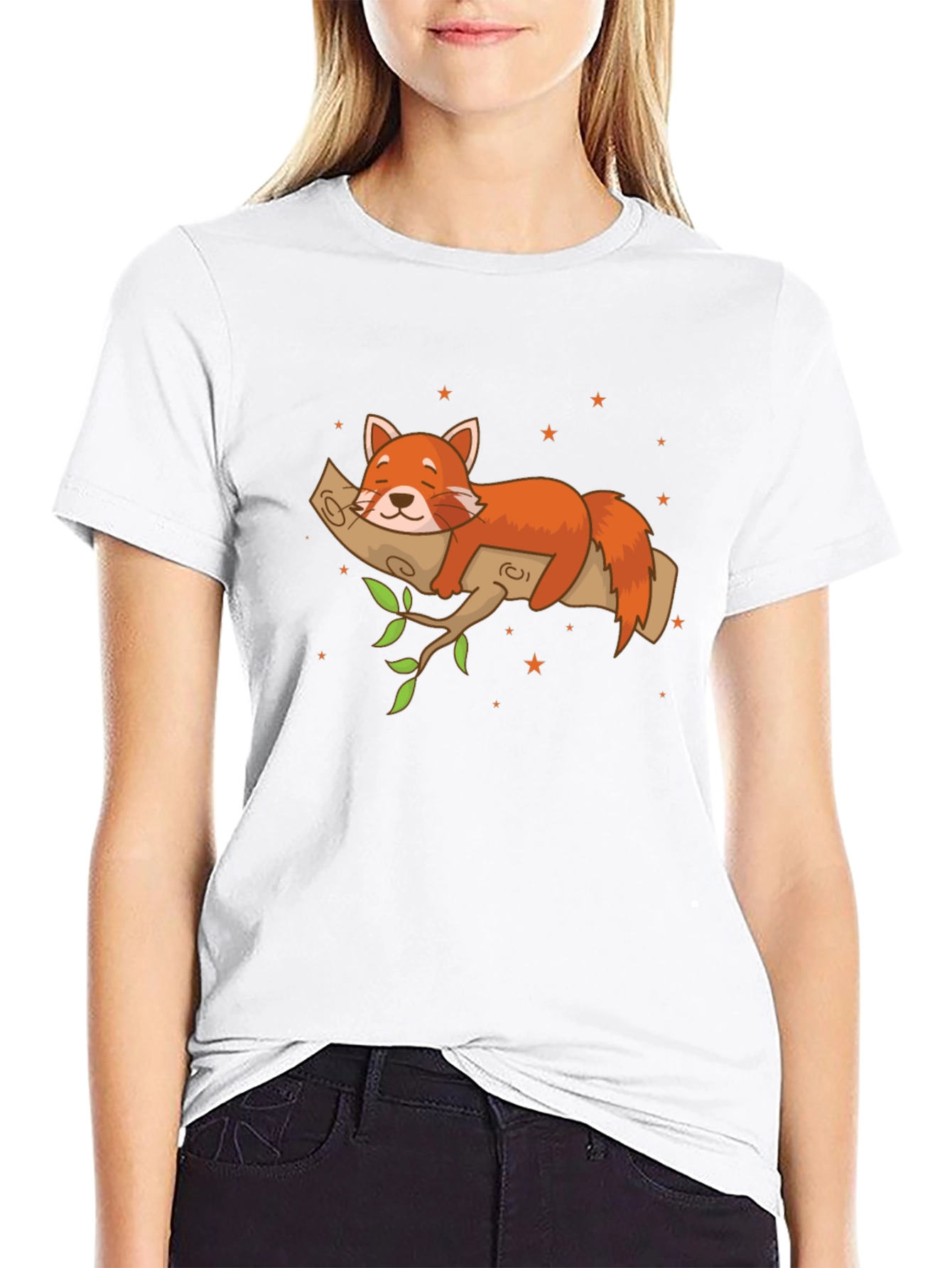 Red Panda on Branch T-Shirt - Relaxed Fit