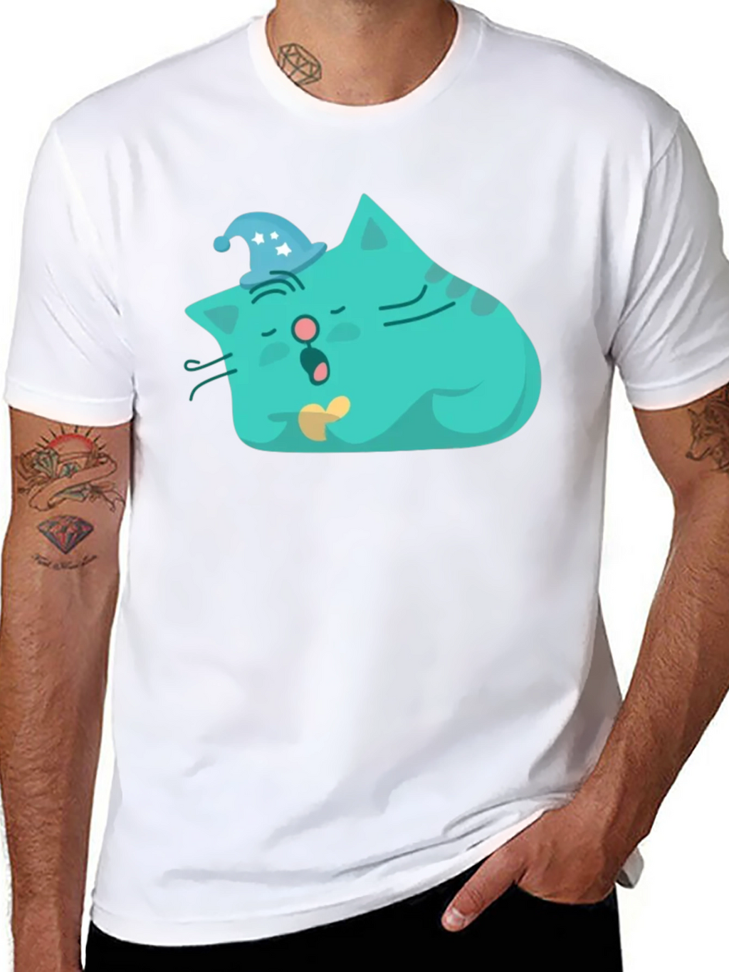 Sleeping Cat Graphic Tee - Black