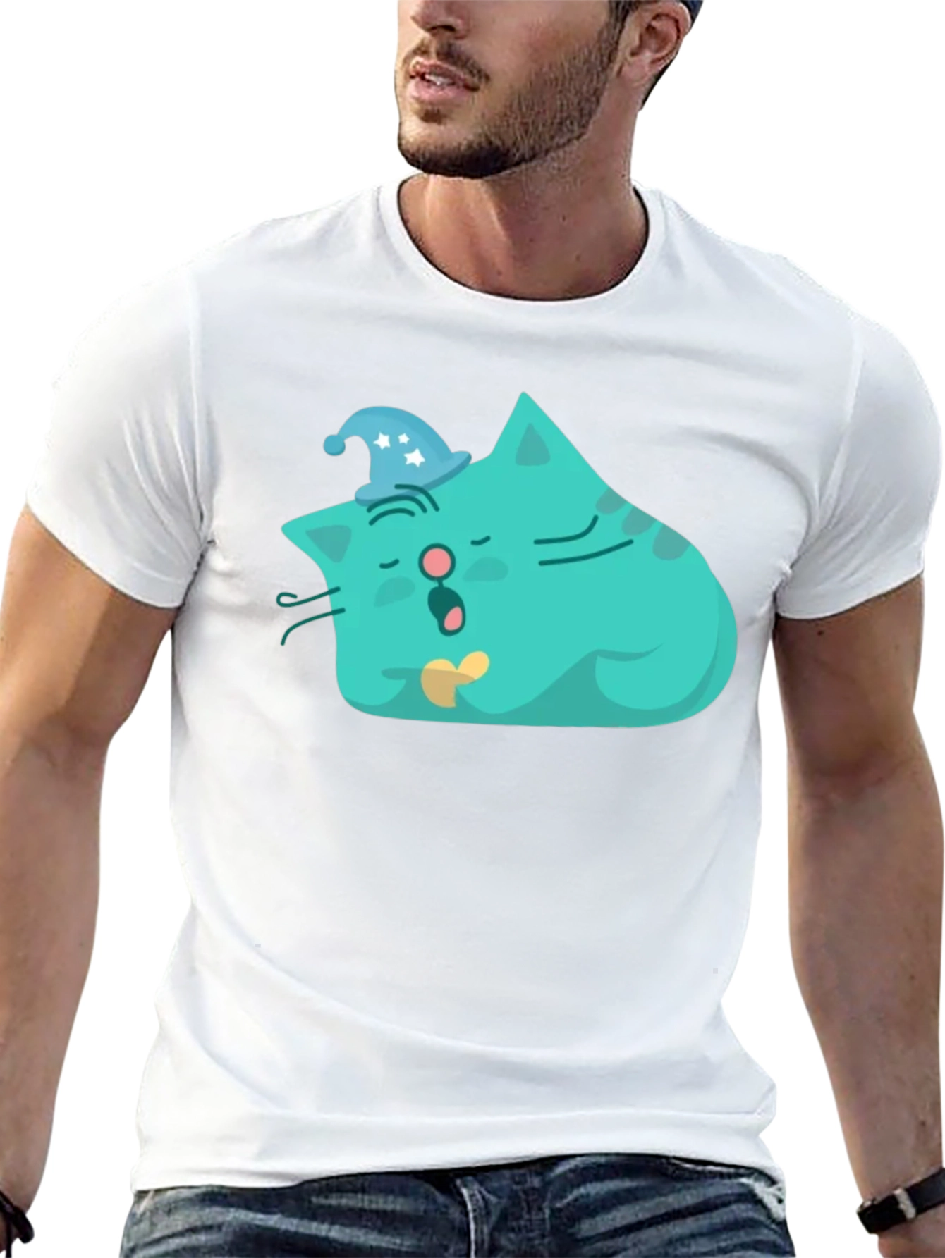Sleeping Cat Graphic Tee - Black