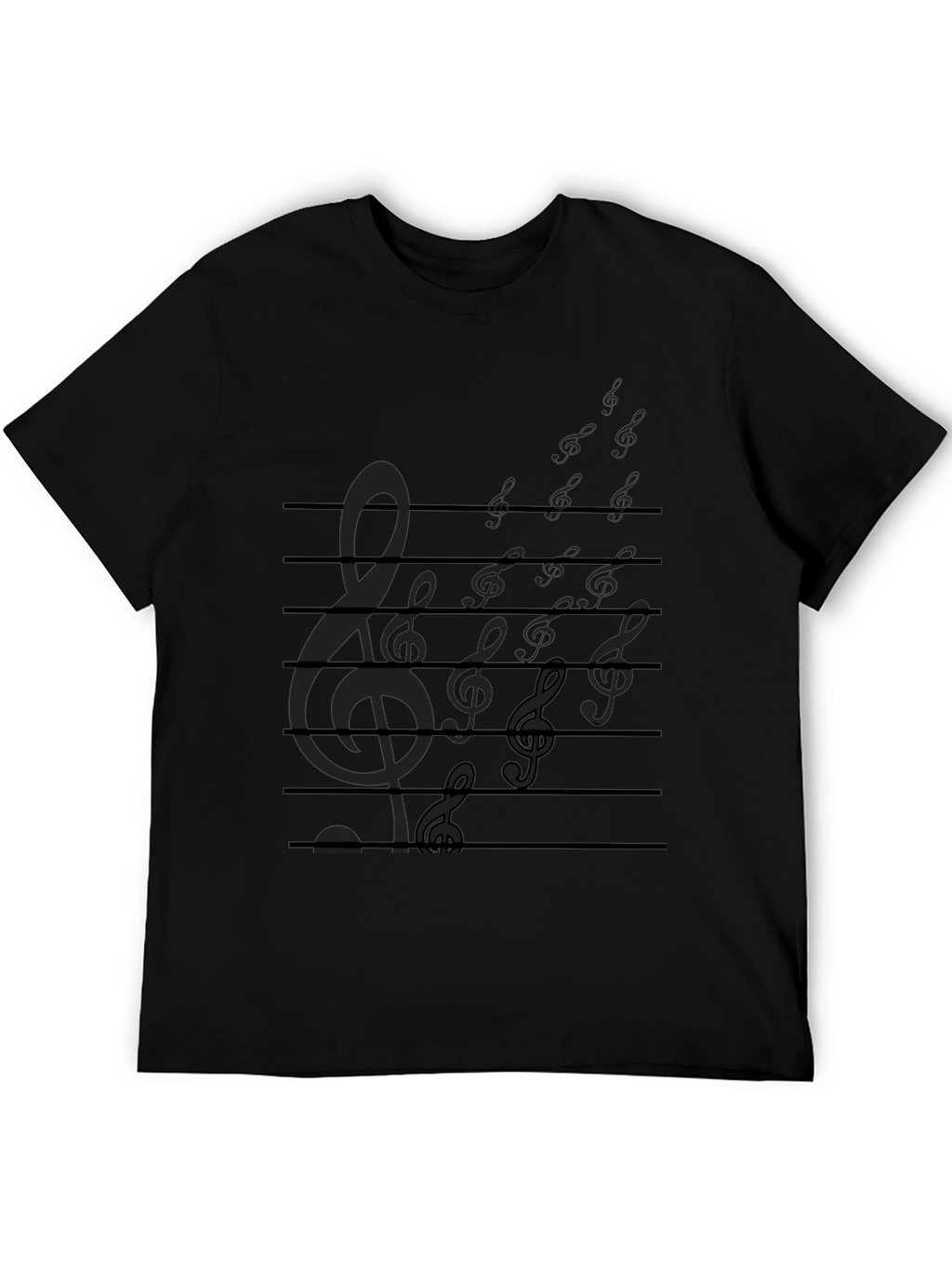 Musical Note Staff Mens Black T-Shirt