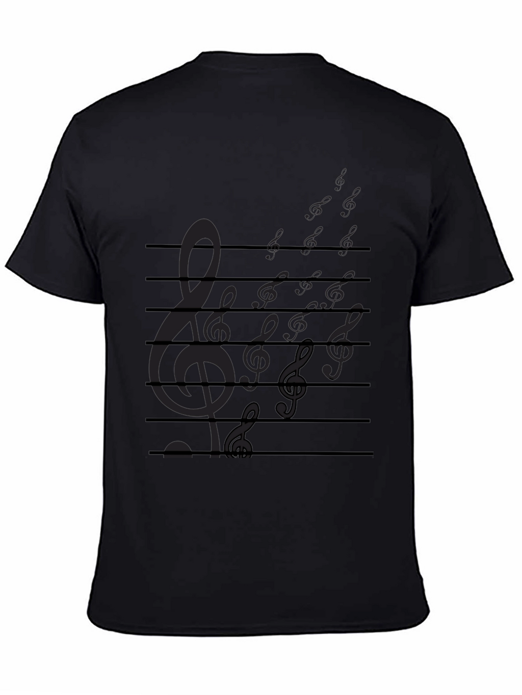 Musical Note Staff Mens Black T-Shirt