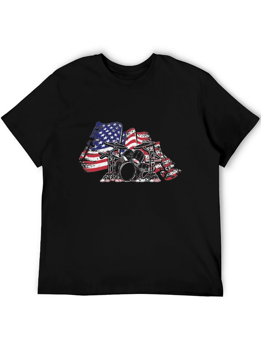 American Flag Drum Set T-Shirt - Patriotic Drummer Tee