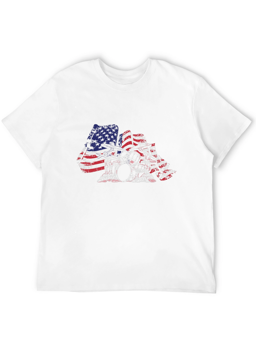 American Flag Drum Set T-Shirt - Patriotic Drummer Tee
