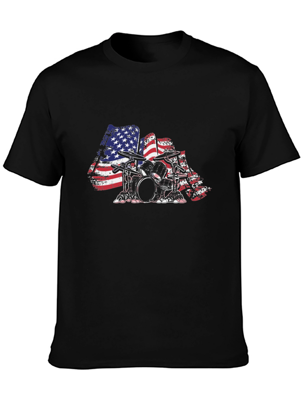 American Flag Drum Set T-Shirt - Patriotic Drummer Tee