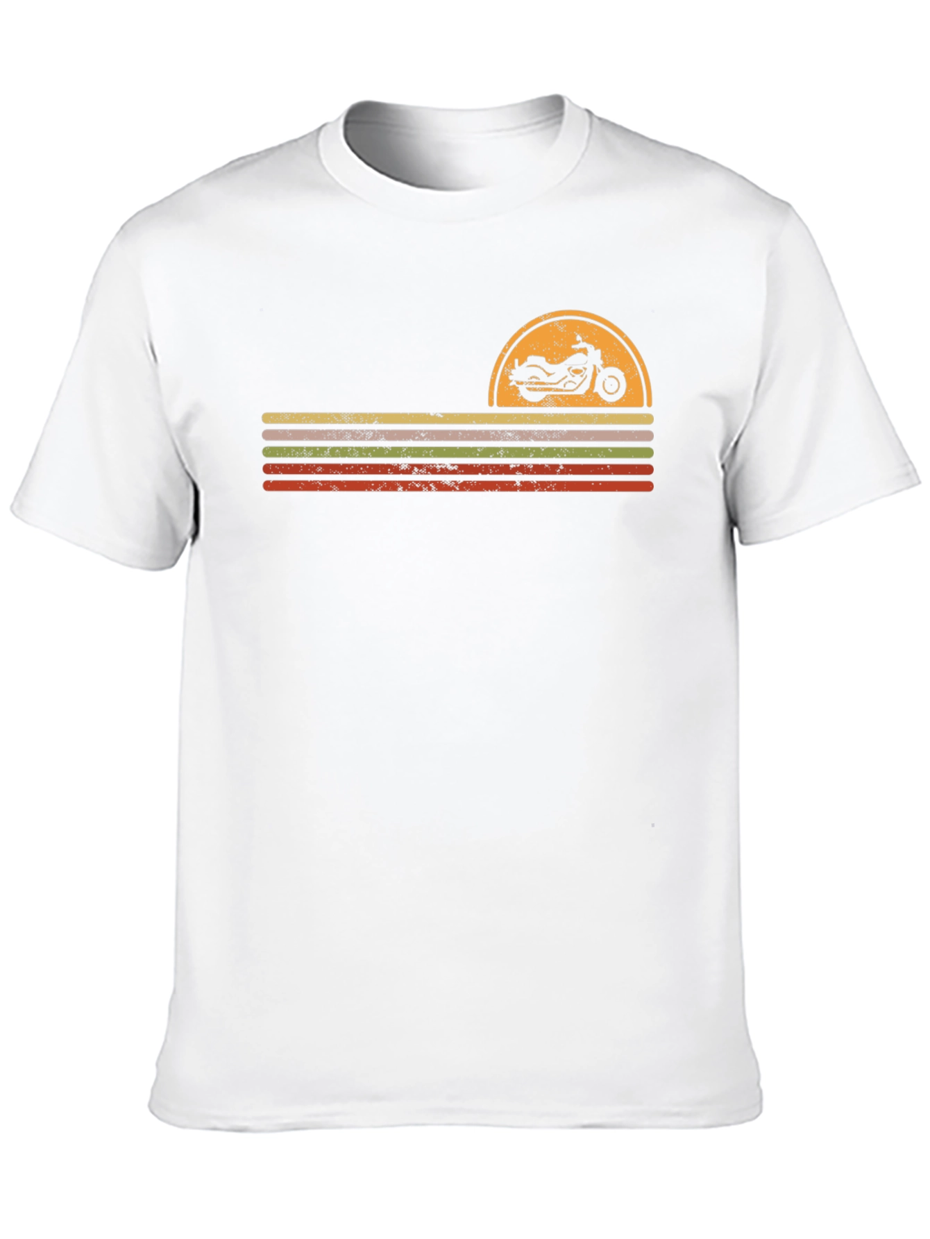 Retro Motorcycle Sunset Graphic Tee - Black