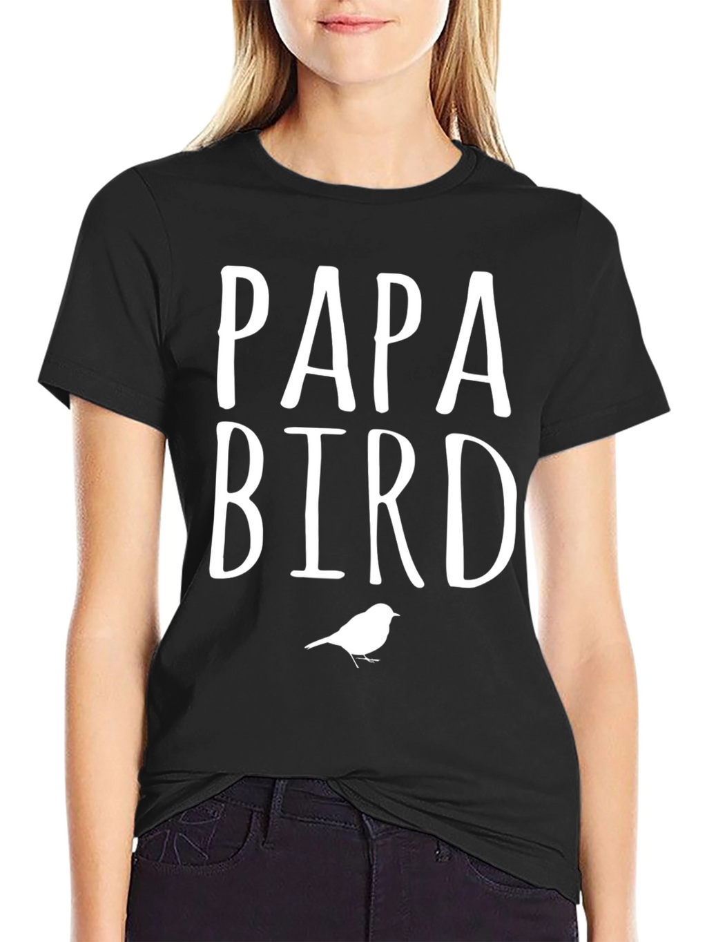 Papa Bird Graphic Tee - Black Cotton Blend T-Shirt