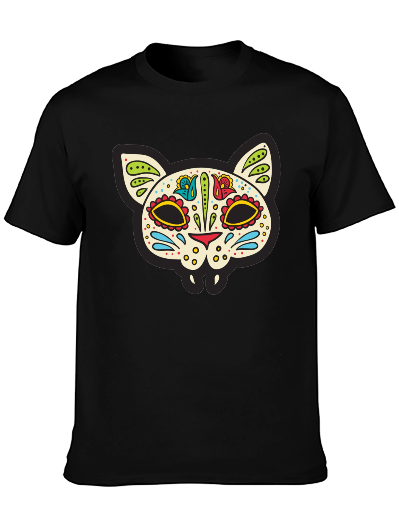 Sugar Skull Cat T-Shirt - Dia de los Muertos Style