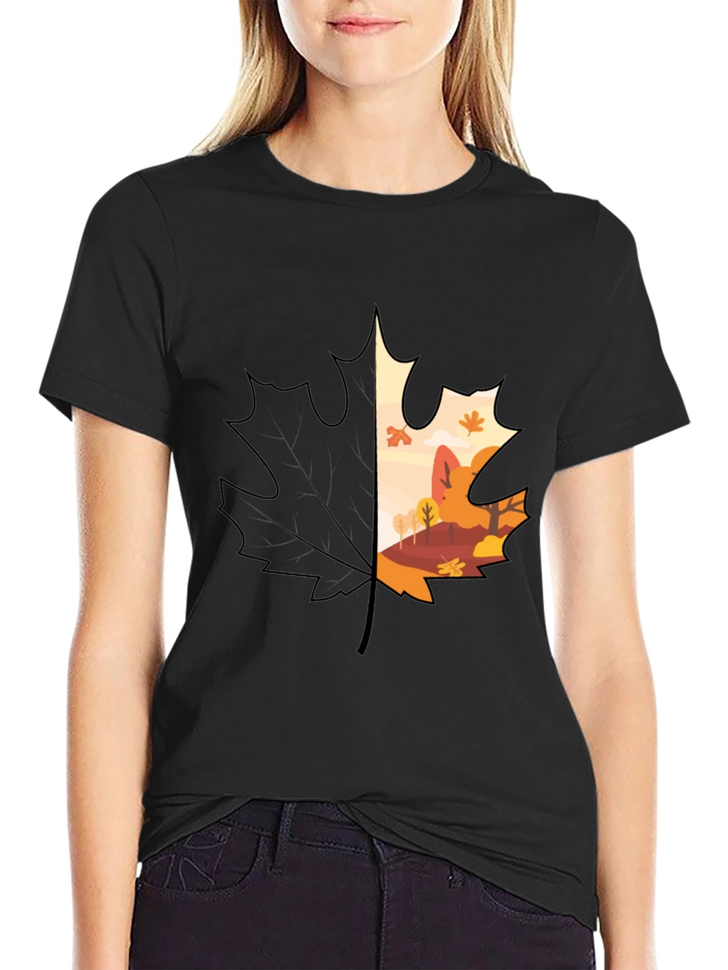 Autumn Leaf Graphic T-Shirt - Nature Inspired Design