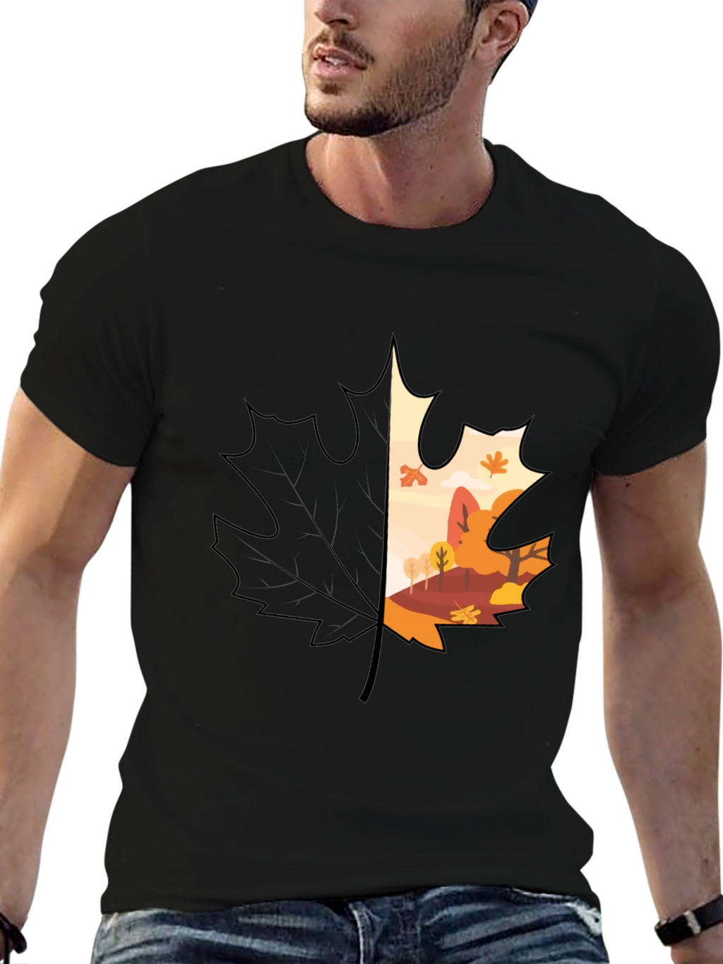 Autumn Leaf Graphic T-Shirt - Nature Inspired Design