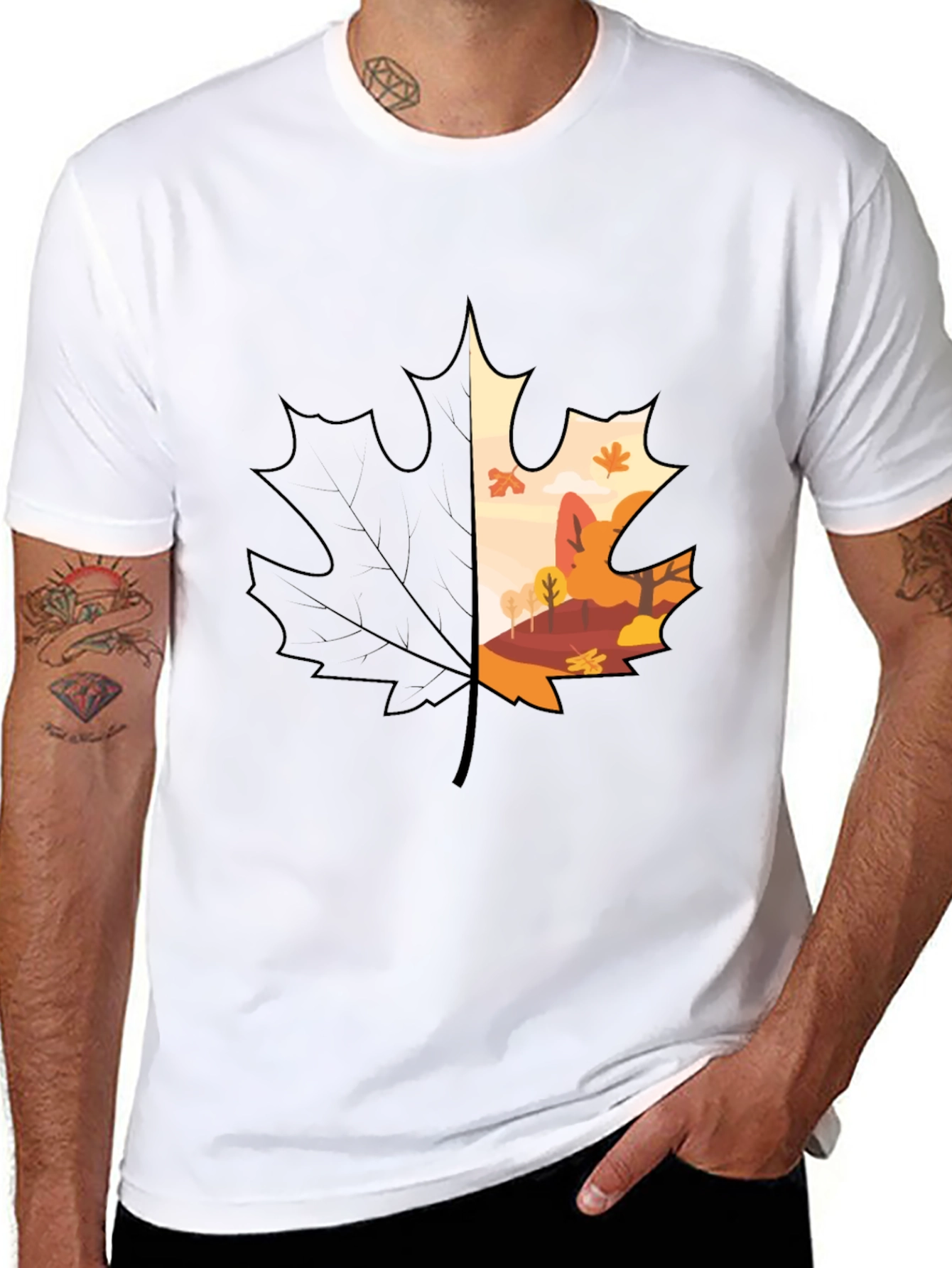 Autumn Leaf Graphic T-Shirt - Nature Inspired Design