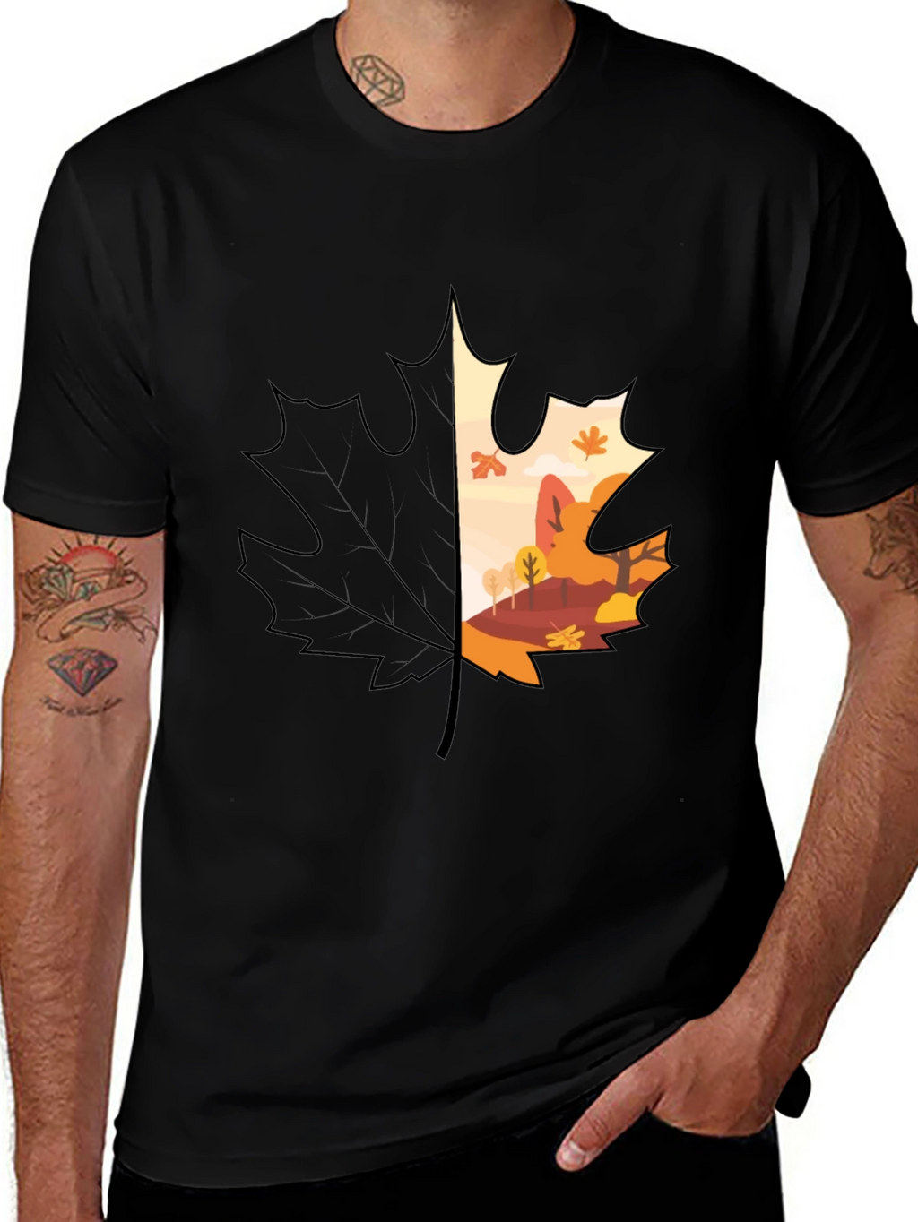 Autumn Leaf Graphic T-Shirt - Nature Inspired Design