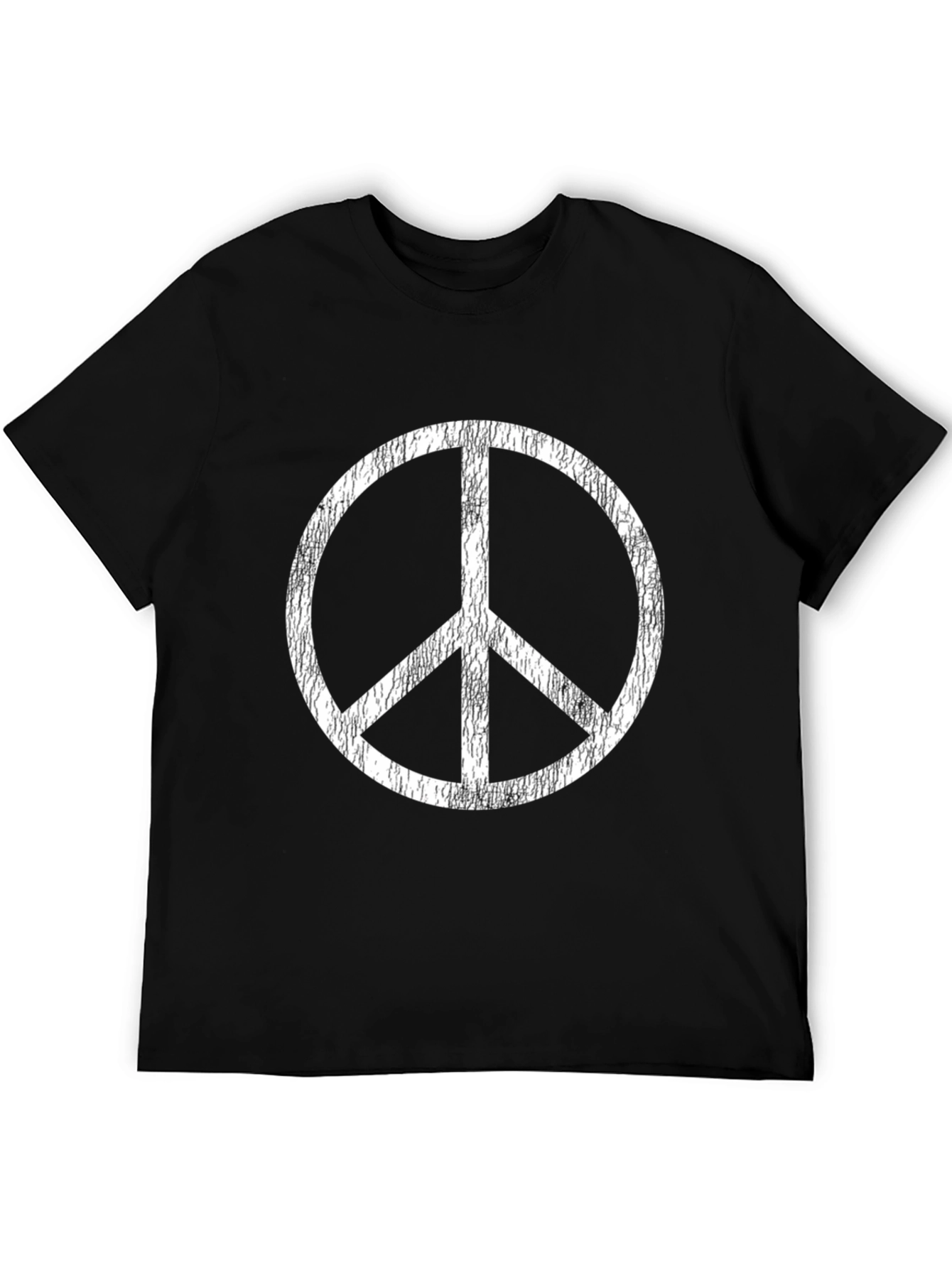 Peace Sign Graphic Tee - Black Cotton Blend T-Shirt