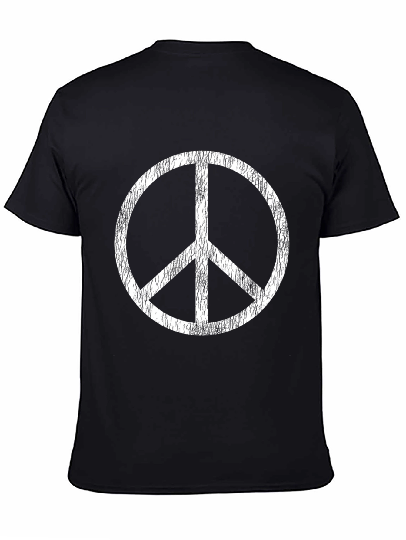 Peace Sign Graphic Tee - Black Cotton Blend T-Shirt